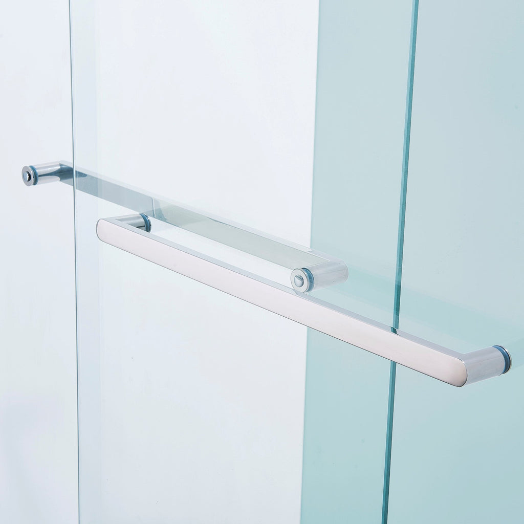 56-60in W x 60in H Double Sliding Tub Shower Door, Chrome Aluminum, 6mm Glass