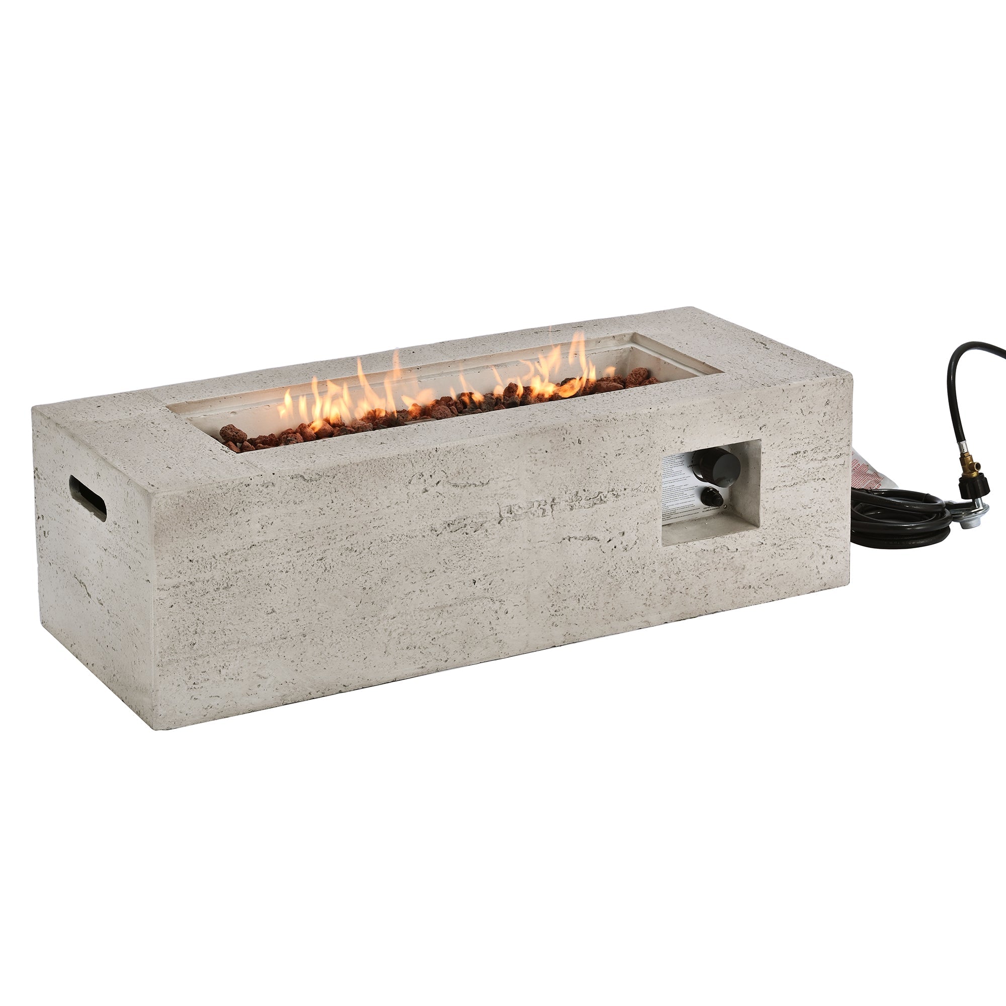 2-in-1 Outdoor Fire Pit and Propane Tank Stand Set 41.9 Inch, Beige Black