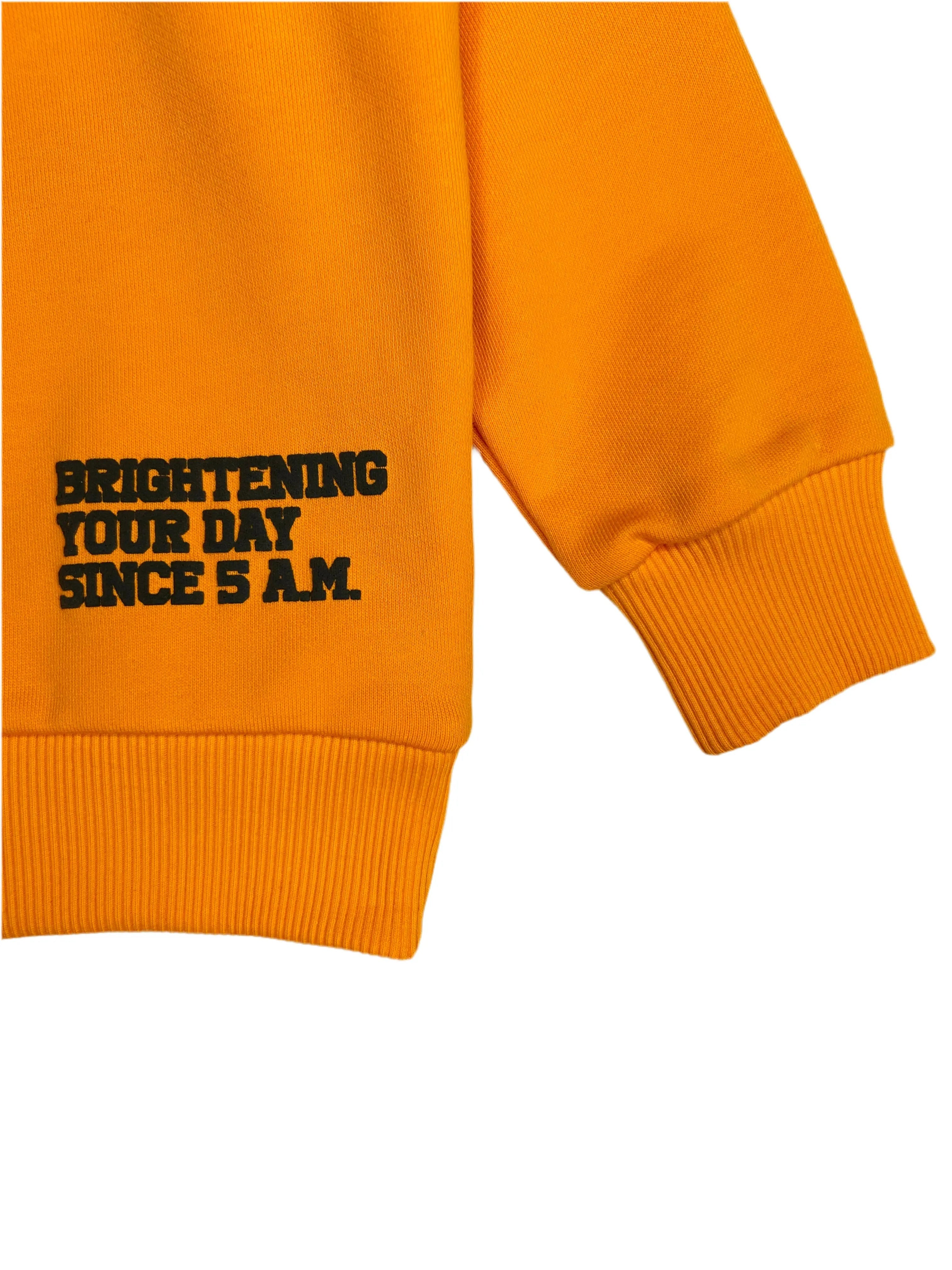 HERE COMES THE SUN 400 GSM Cotton Crewneck | Orange Popsicle