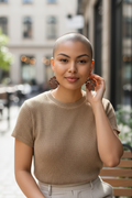 Monstera Wood Earrings- Brown