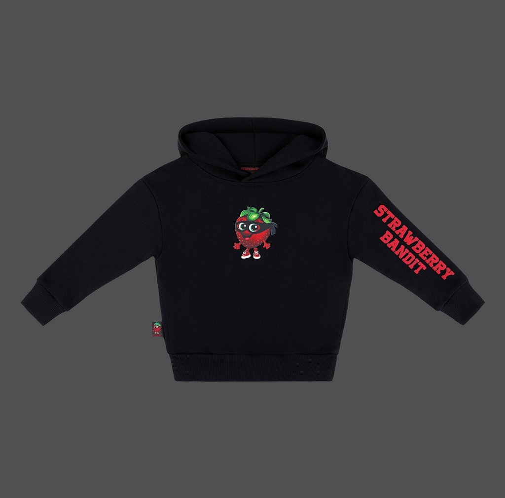 STRAWBERRY BANDIT Hoodie 400 GSM Cotton | Midnight Black
