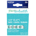 New, Pre-owned, Original Brother P-Touch Embellish Black Print on Mint Chevron Pattern Tape TZEMPMC31 – ~½” Wide x 13.1’ Long