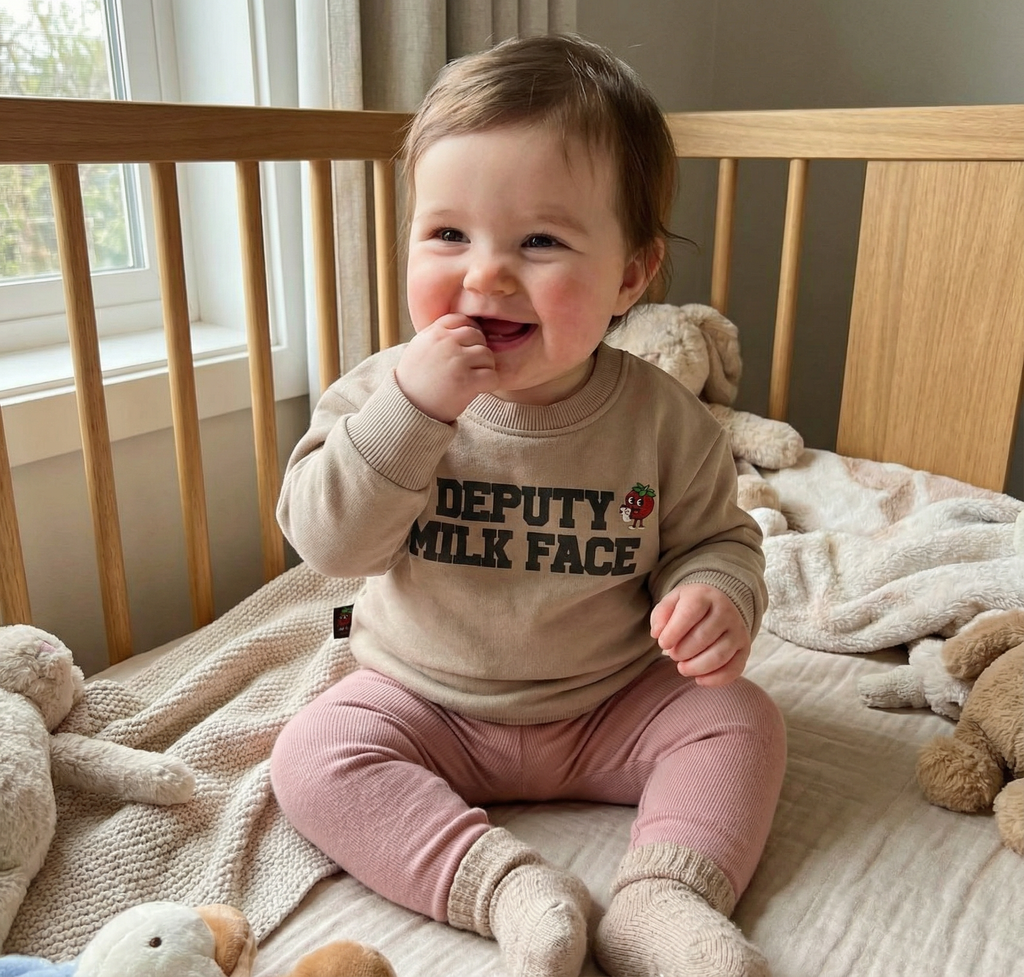 DEPUTY MILK FACE 400 GSM Cotton Crewneck | Warm Taupe