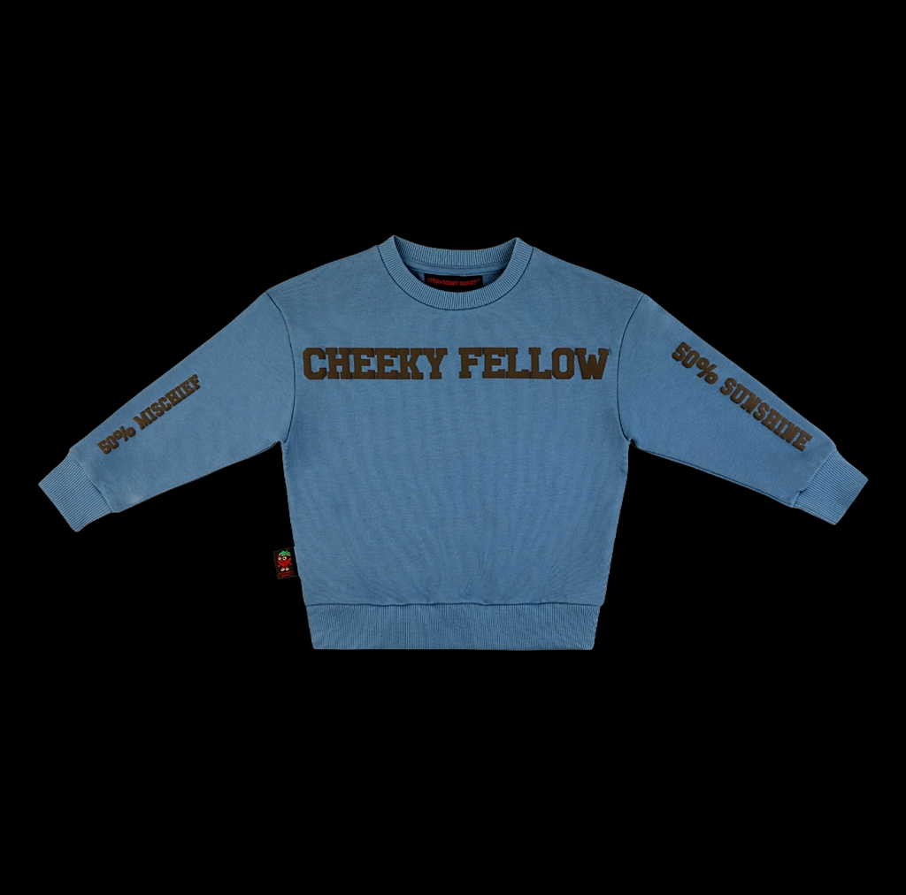 CHEEKY FELLOW 400 GSM Cotton Crewneck | Blue Mirage