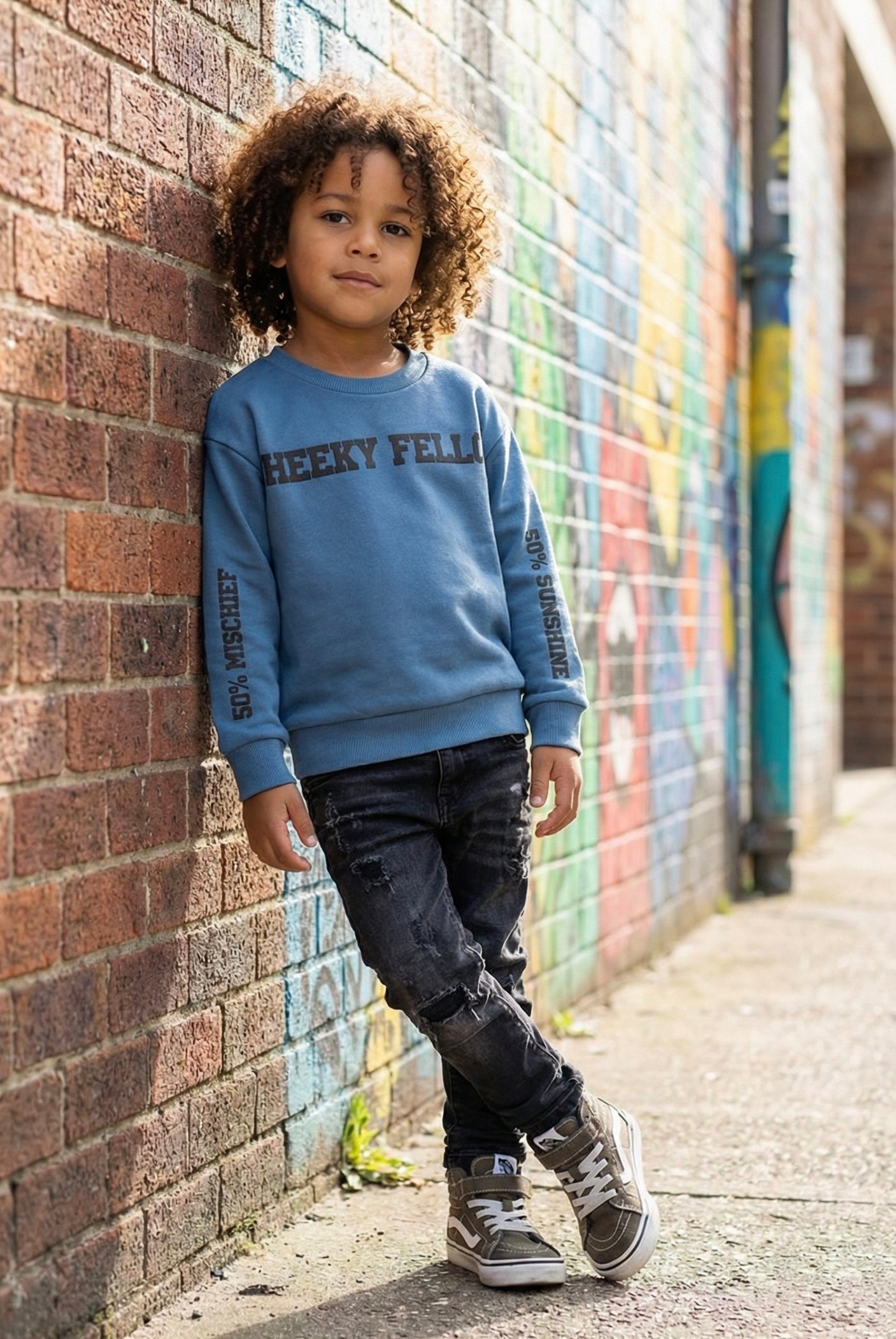 CHEEKY FELLOW 400 GSM Cotton Crewneck | Blue Mirage