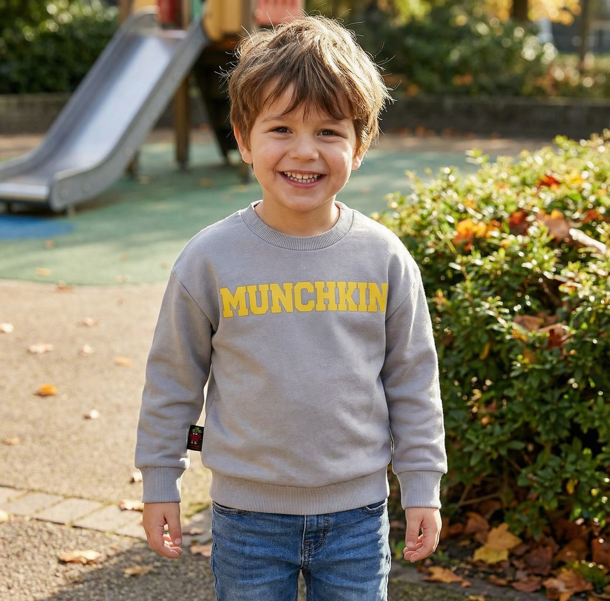MUNCHKIN 400 GSM Cotton Crewneck | Sharkskin - Gold Fusion Edition