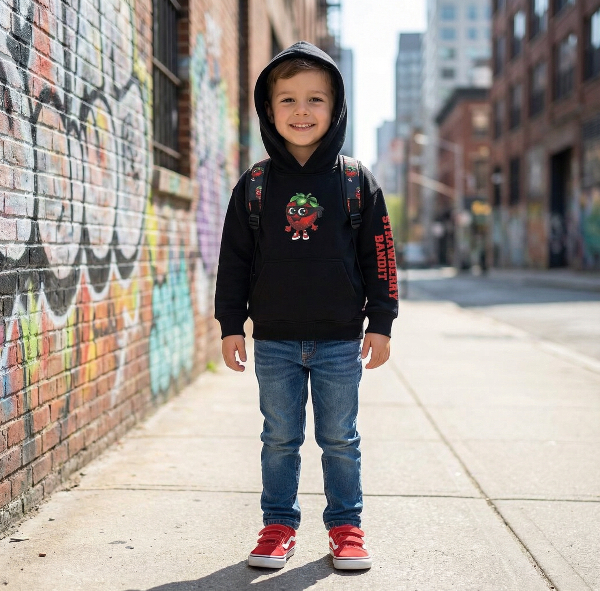 STRAWBERRY BANDIT Hoodie 400 GSM Cotton | Midnight Black
