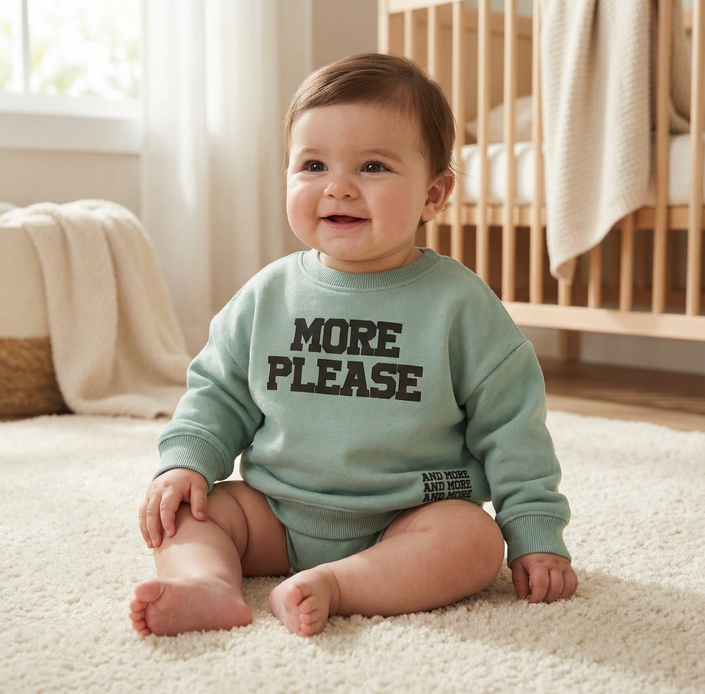 MORE PLEASE 400 GSM Cotton Crewneck | Green Bay