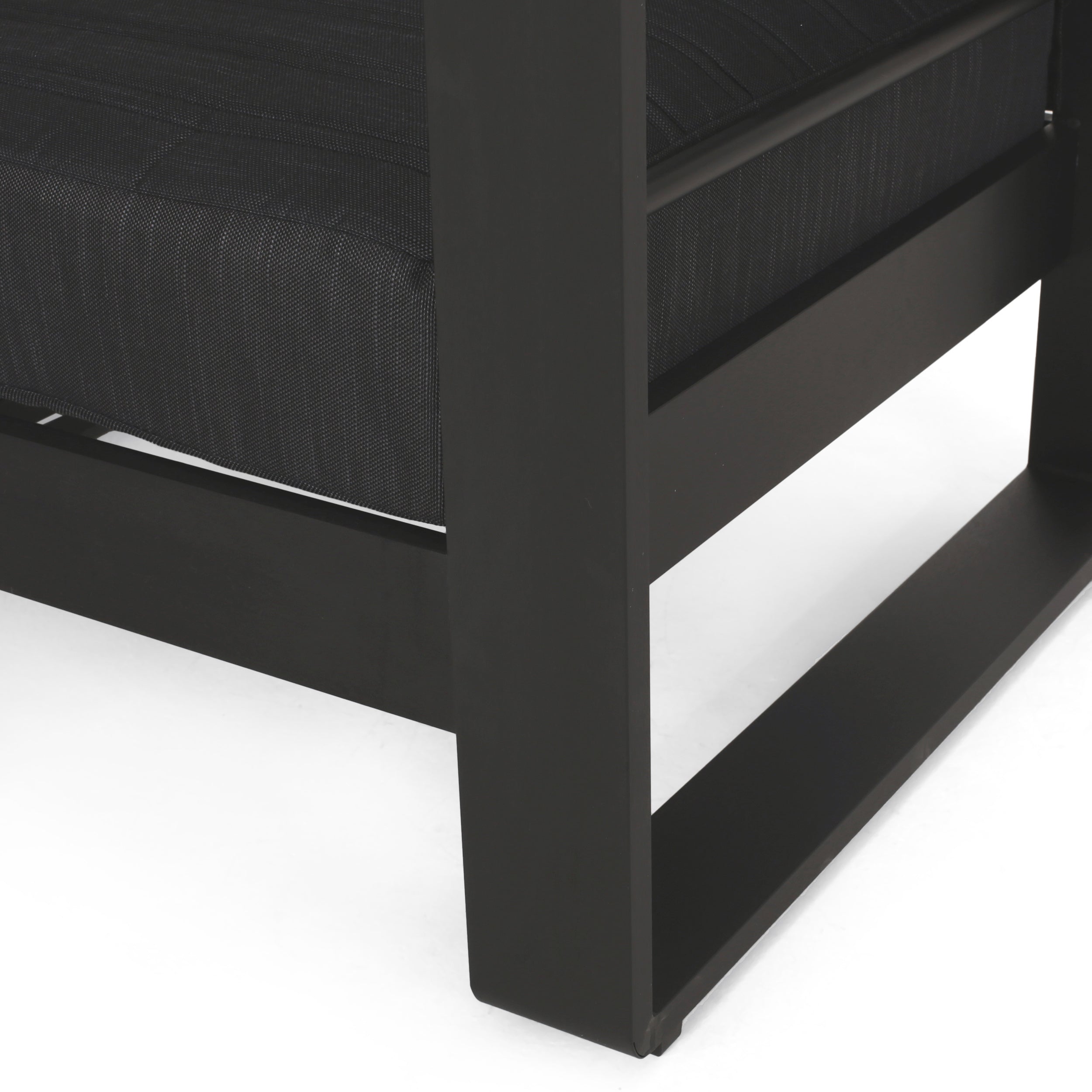 Outdoor Club Chair Aluminum Black Slat Design Water-Resistant 32x27.5x24.75 In