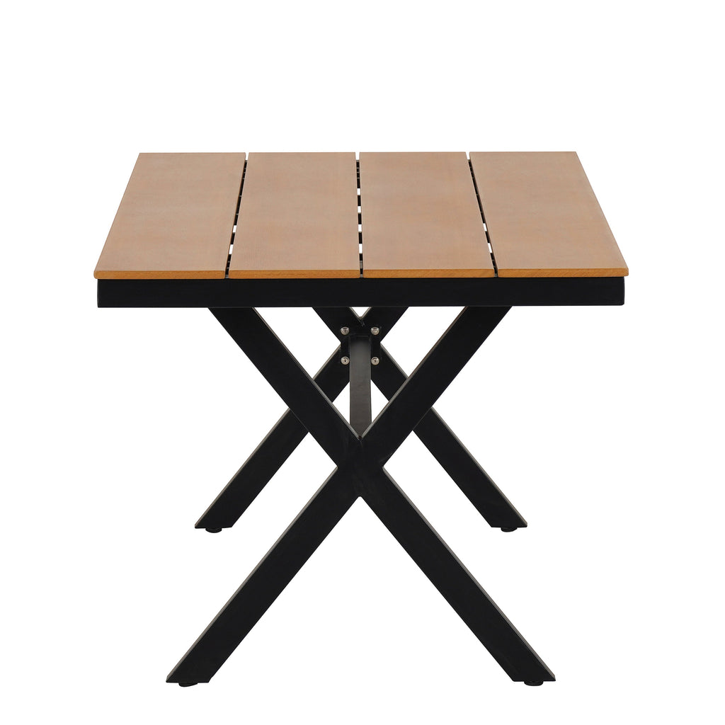 4-Seat Outdoor PE Rattan Dining Set Dark Yellow