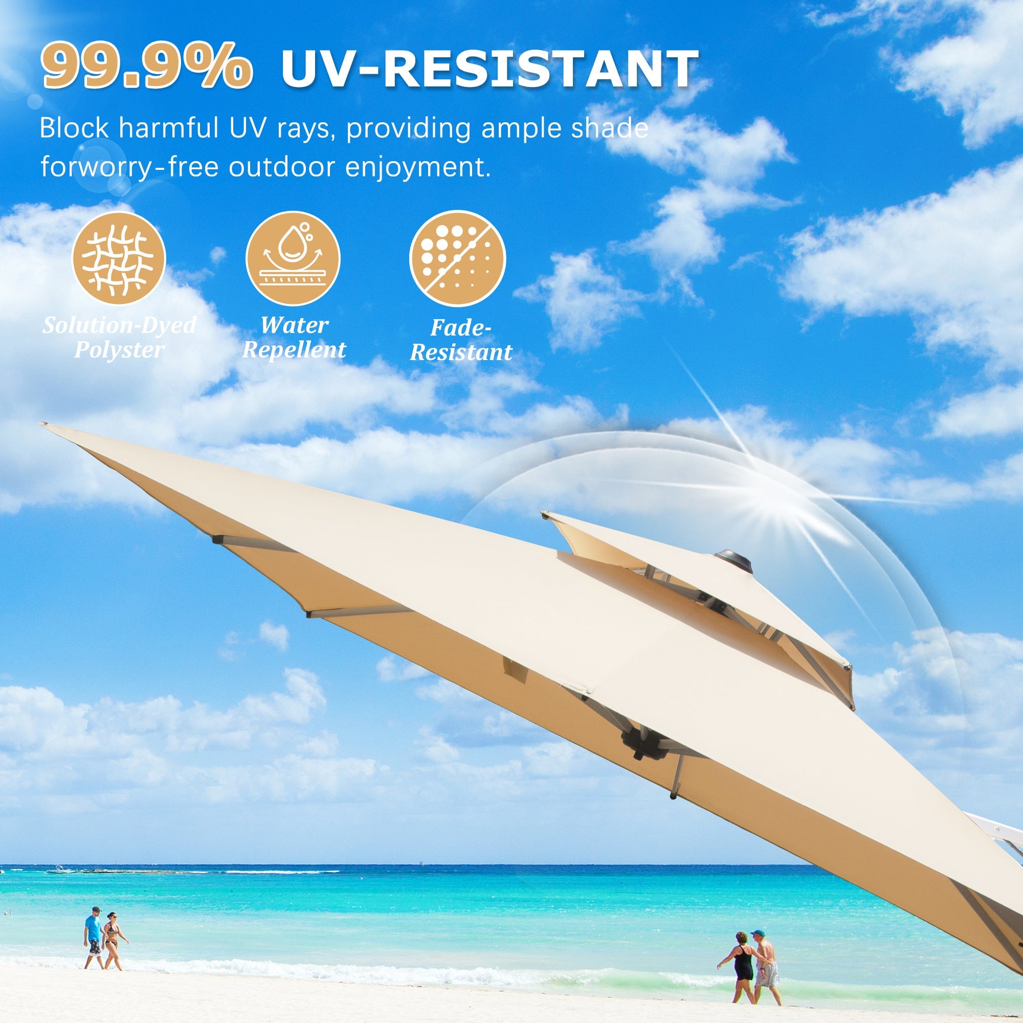 9 Ft Cantilever Patio Umbrella Tilt Aluminum Beige 360 Rotation