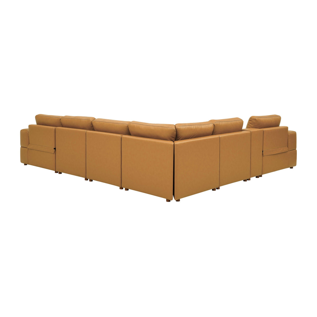 Sectional Sofa Modular Leather Match Ginger 6 Seat Reclining 131 In
