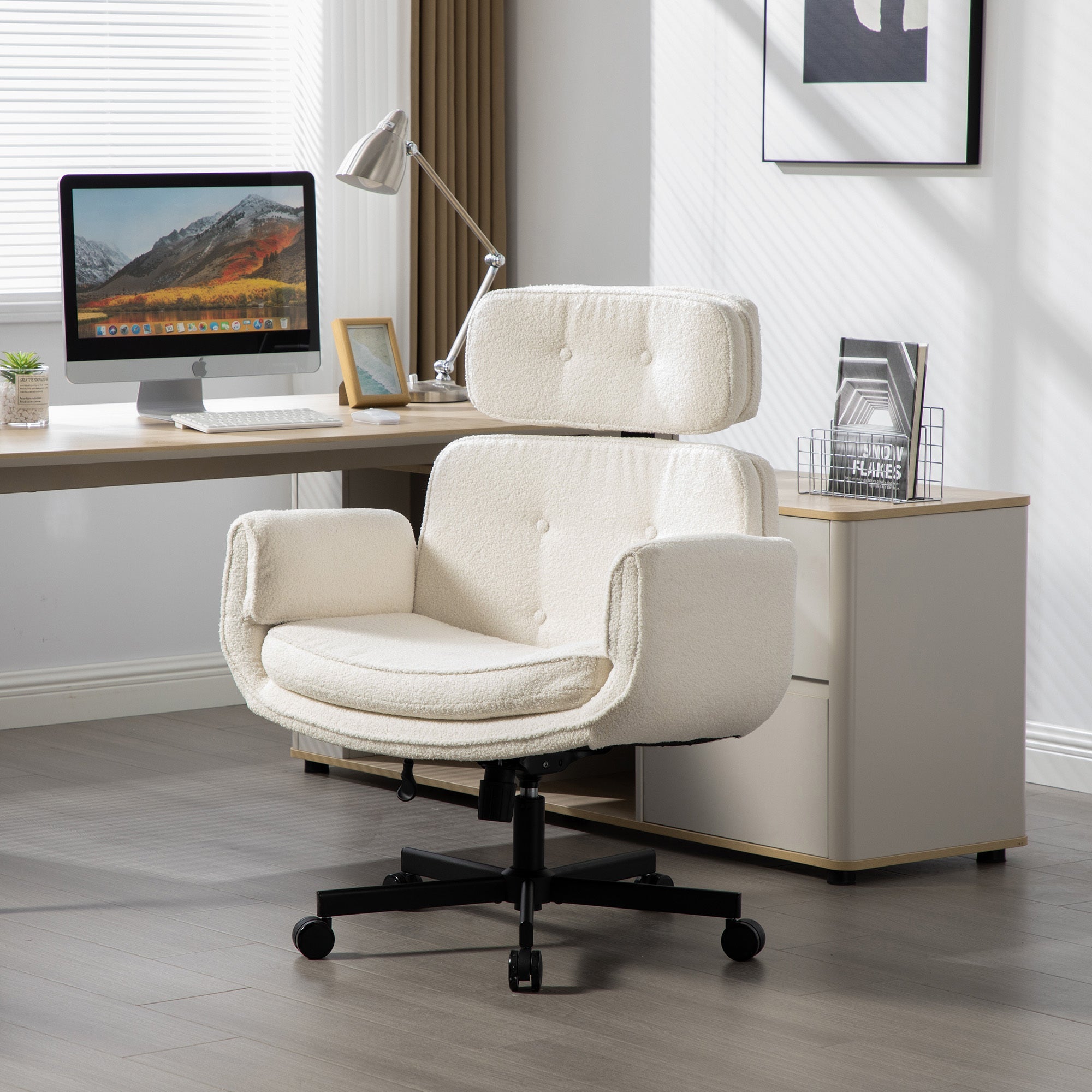 Criss Cross Chair with Adjustable Armrests and Wheels and Headrest, Lounge Va...
