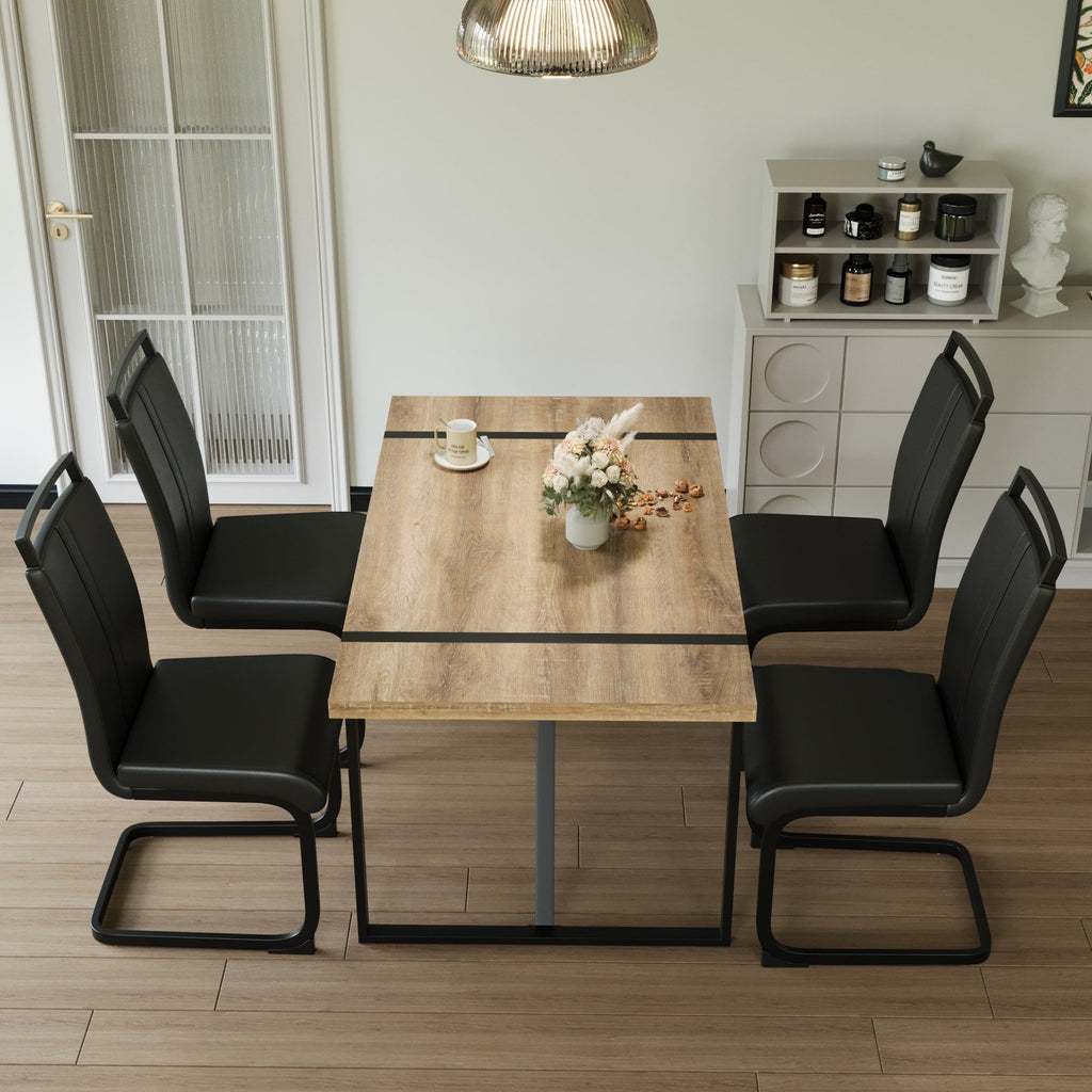 55 ' dining table modern rural industrial rectangular MDF wood set and PU