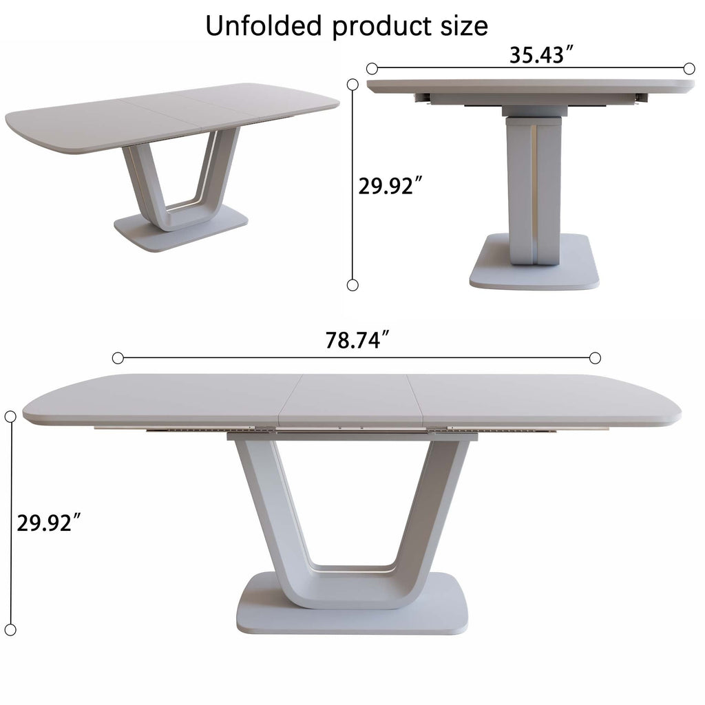 62.99-78.74' expandable dining table set for 2-8 people, equipped with 4 PU