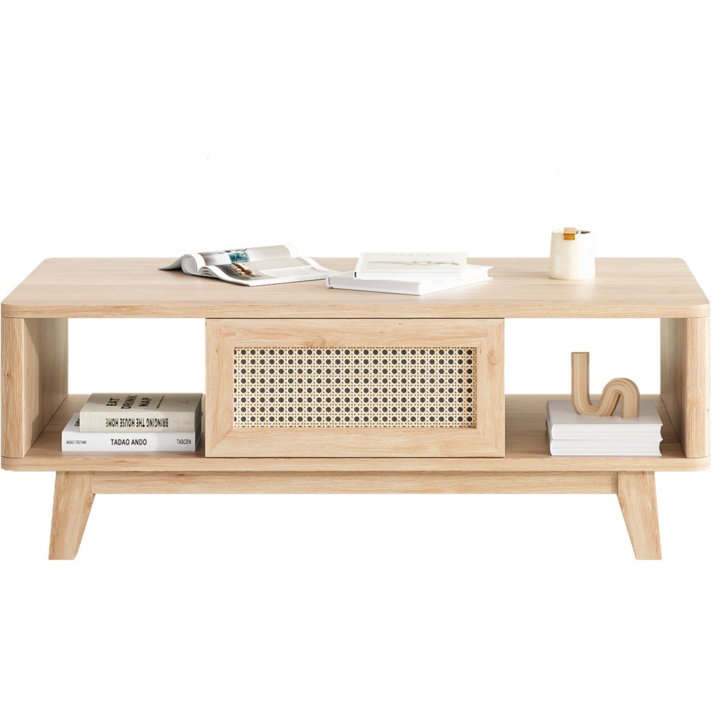 Coffee Table, Mid Century Living Room Tables with Storage, Modern Square with