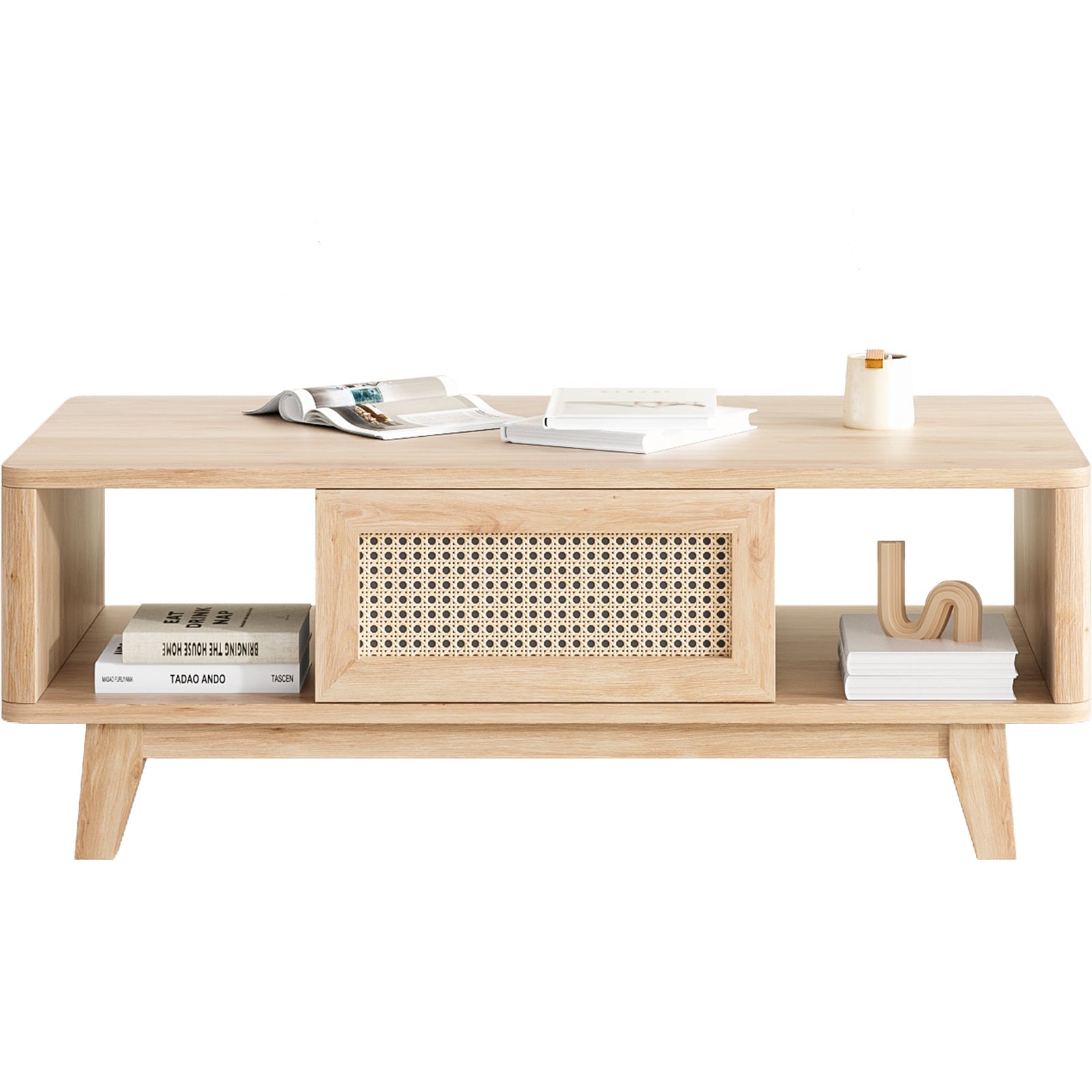 Coffee Table, Mid Century Living Room Tables with Storage, Modern Square with