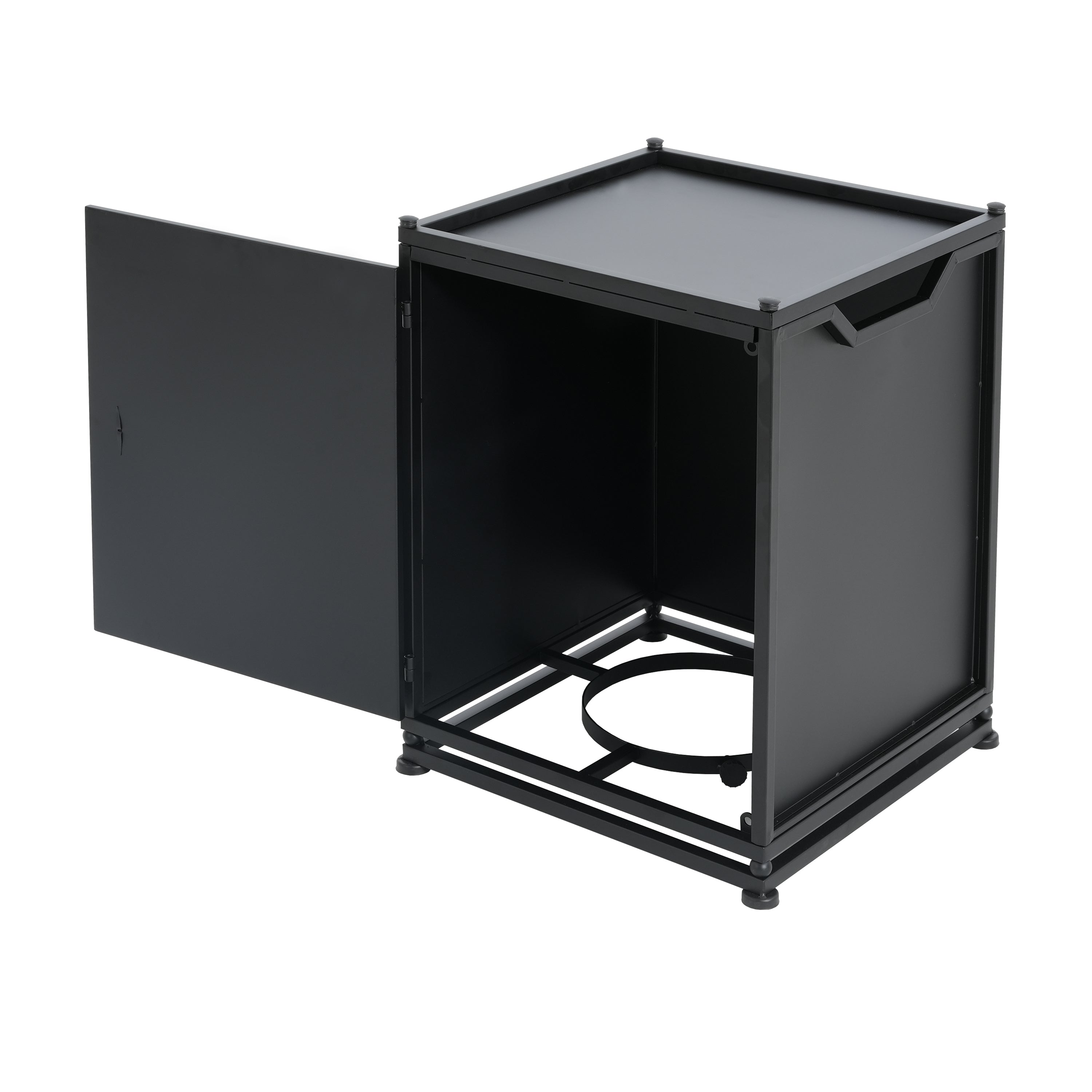 Outdoor Metal Tank Holder Side Table, Matte Black