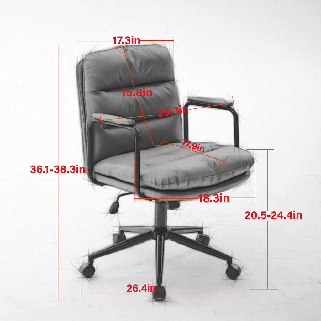 Office Chair,Mid Back Home Office Desk Task Chair with Wheels and Arms Ergono...