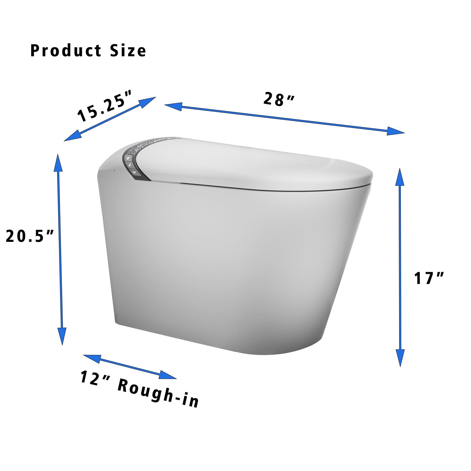 Elongated Smart Toilet with Bidet Built In, Tankless, Auto Open/Close, White