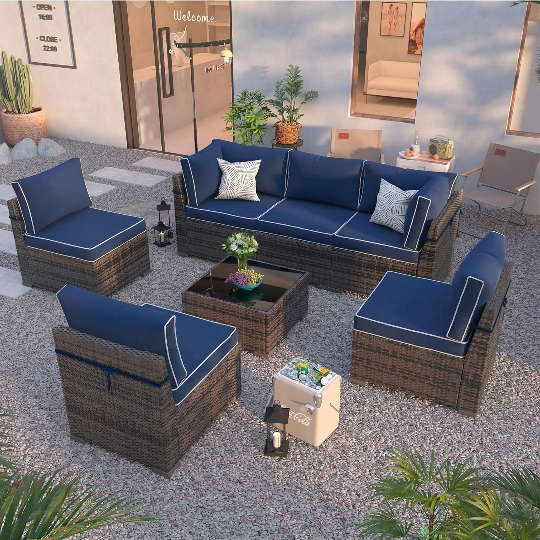 Cushion Covers for 7 Pcs (6-Seaters) Wicker Rattan Sectional Sofa,  14Pack