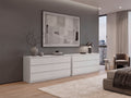 Dresser Minimalist Set of 2 6-Drawer White Particle Board Metal Legs 60.4 In