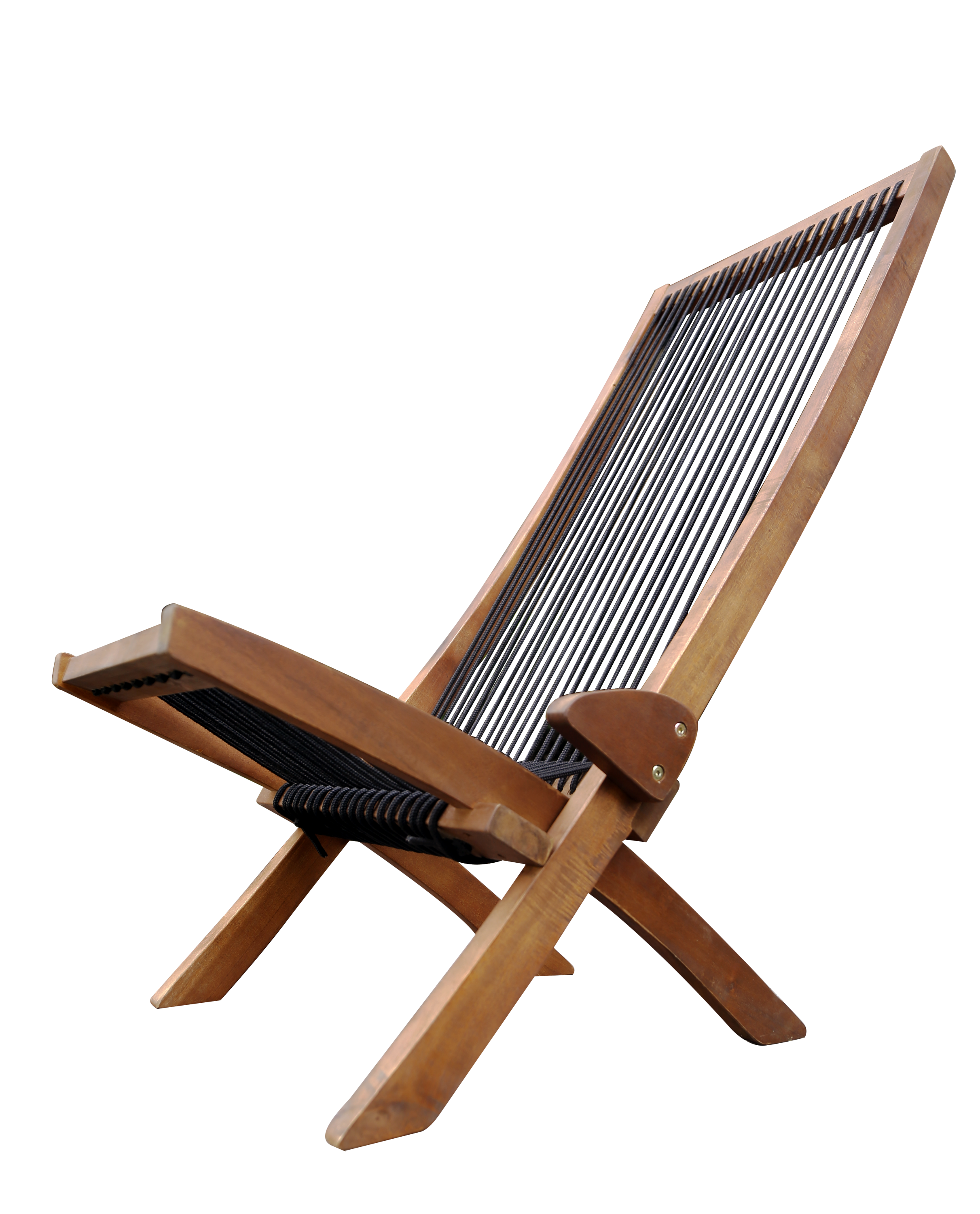 Accent Chair Folding Solid Wood Natural Rope Seat Indoor Outdoor Foldable