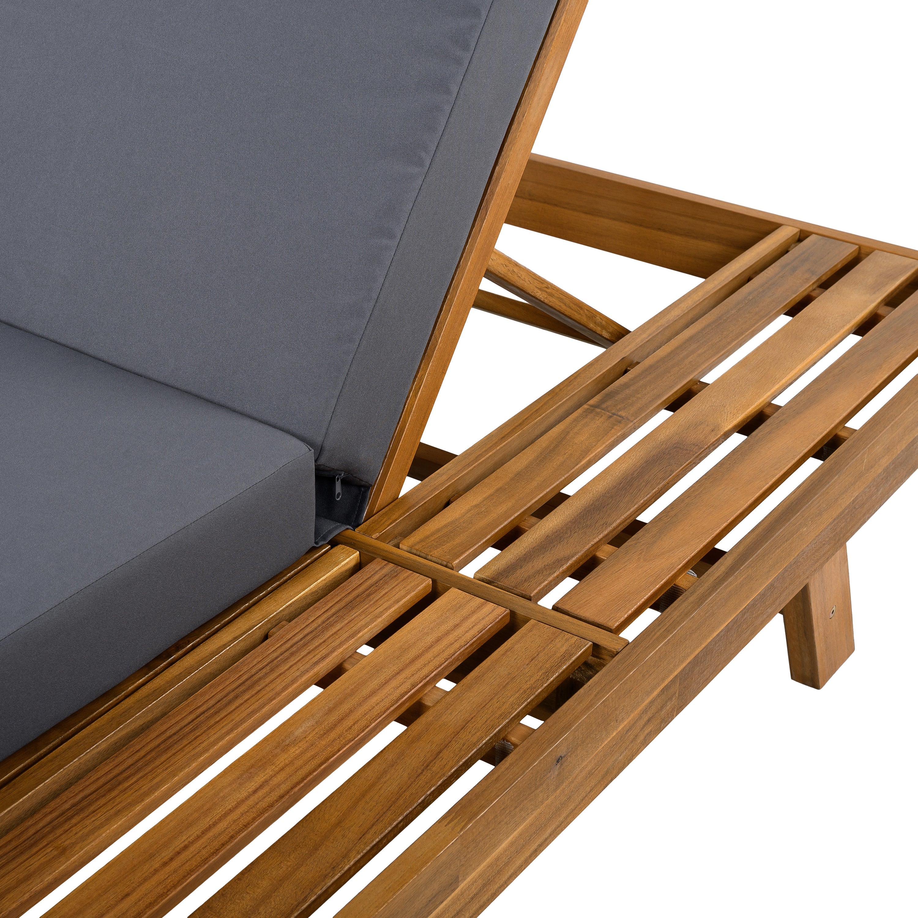 Chaise Lounge Acacia Wood Teak 79" 4 Position Adjustable