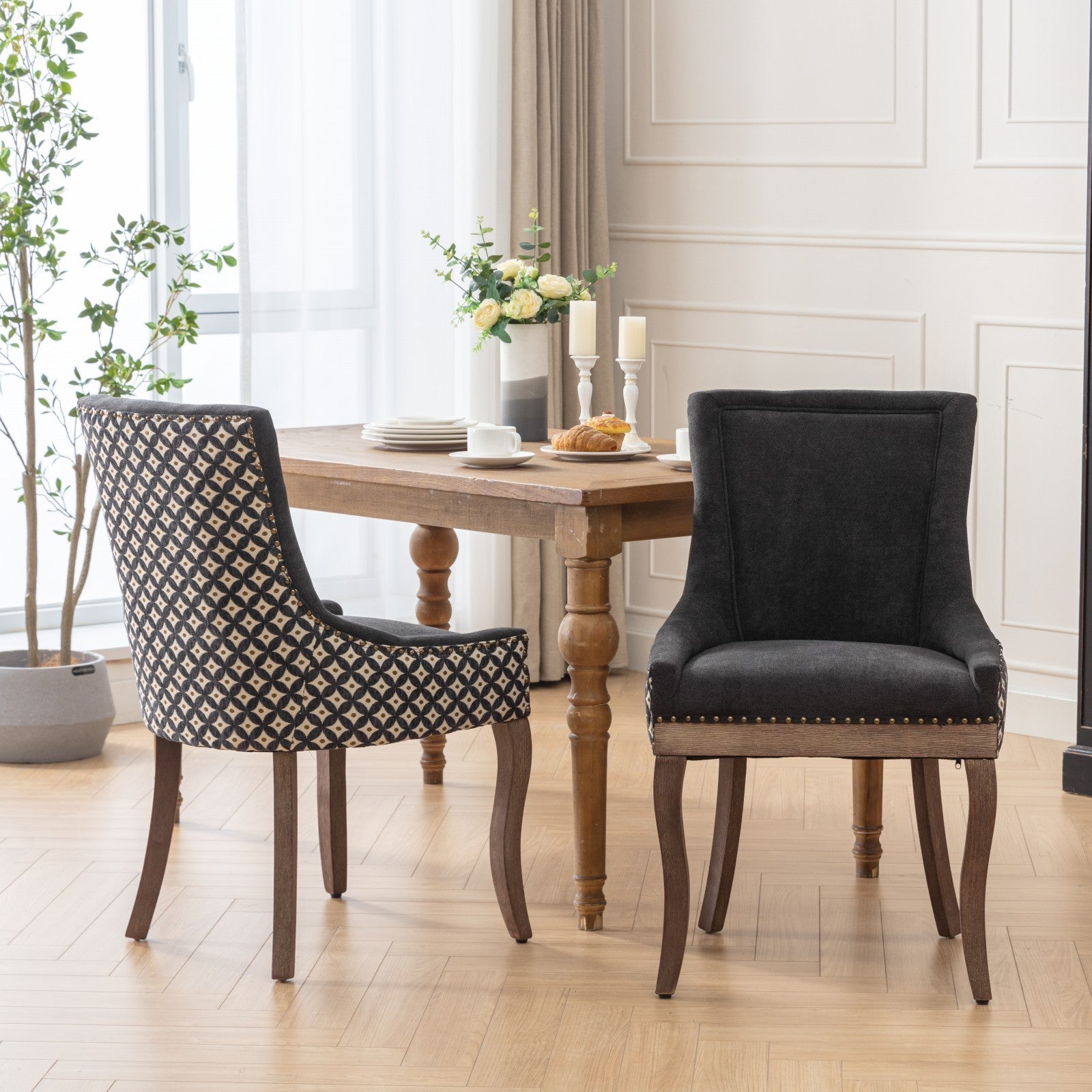 Ultra Side Dining Chair, Thickened fabric chairs with neutrally toned solid