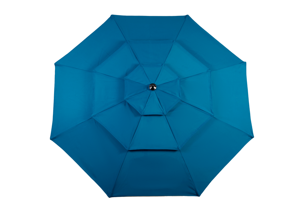 Patio Umbrella Auto Tilt 3 Tier Aluminum Dark Blue 10 Ft Crank