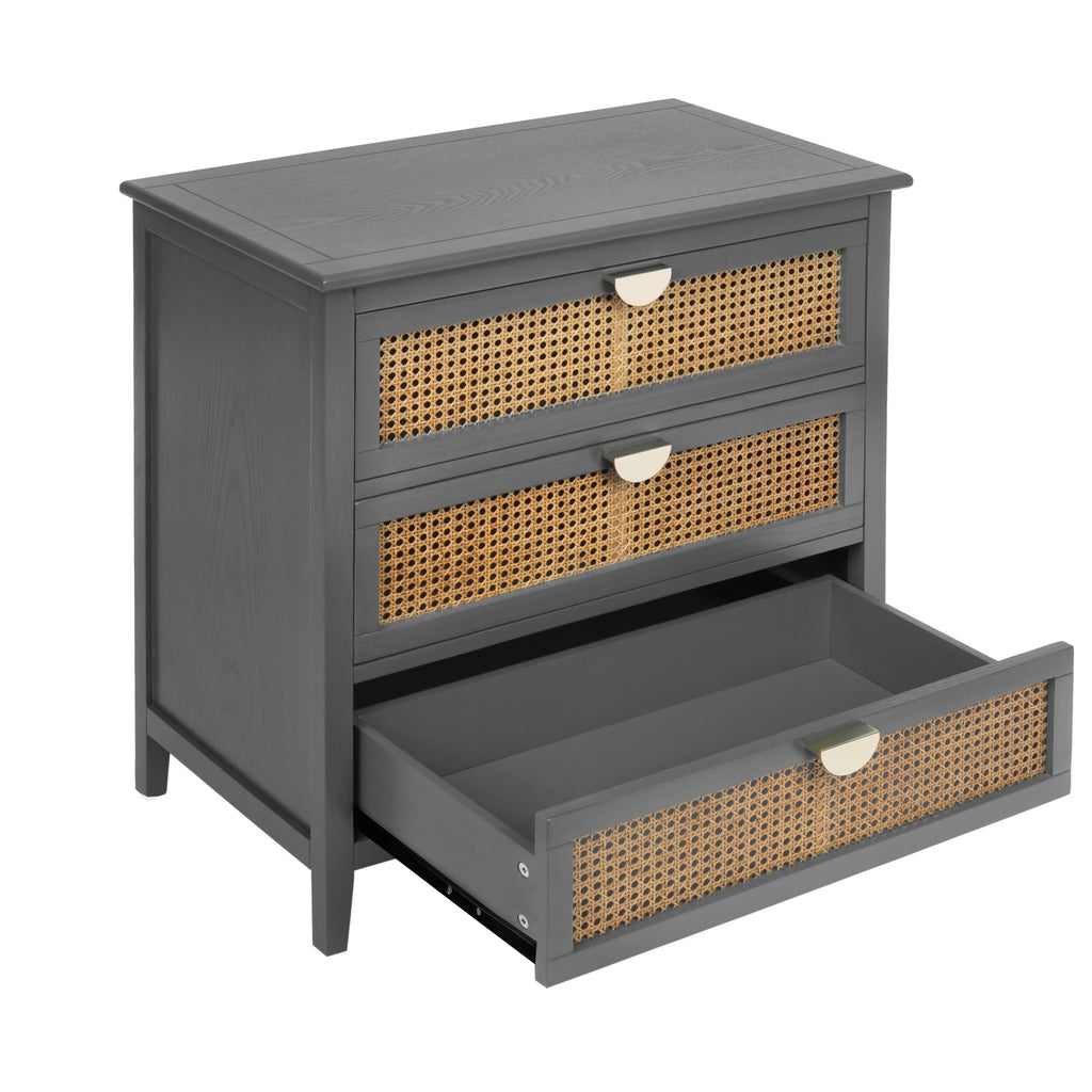 3-Drawer Cabinet - Natural Rattan - Suitable for Bedroom, Living Room, or Study