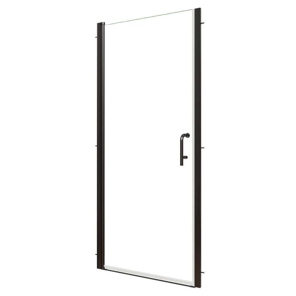 34-36 in. W x 72 in. H Pivot Frameless Shower Door, Matte Black, 1/4in Glass