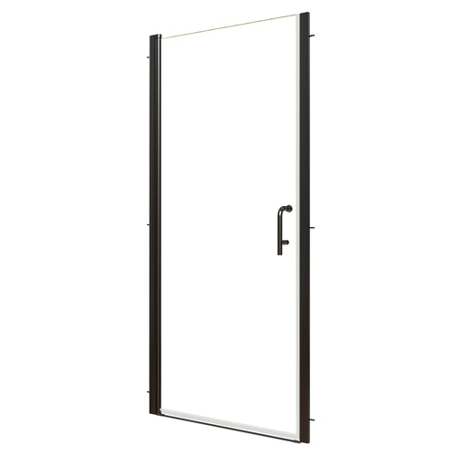 34-36 in. W x 72 in. H Pivot Frameless Shower Door, Matte Black, 1/4in Glass