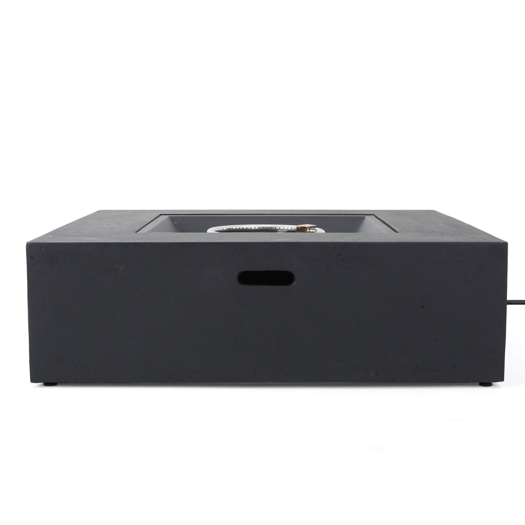 Modern 50,000 BTU Square MgO Fire Table with Propane Tank in Dark Grey