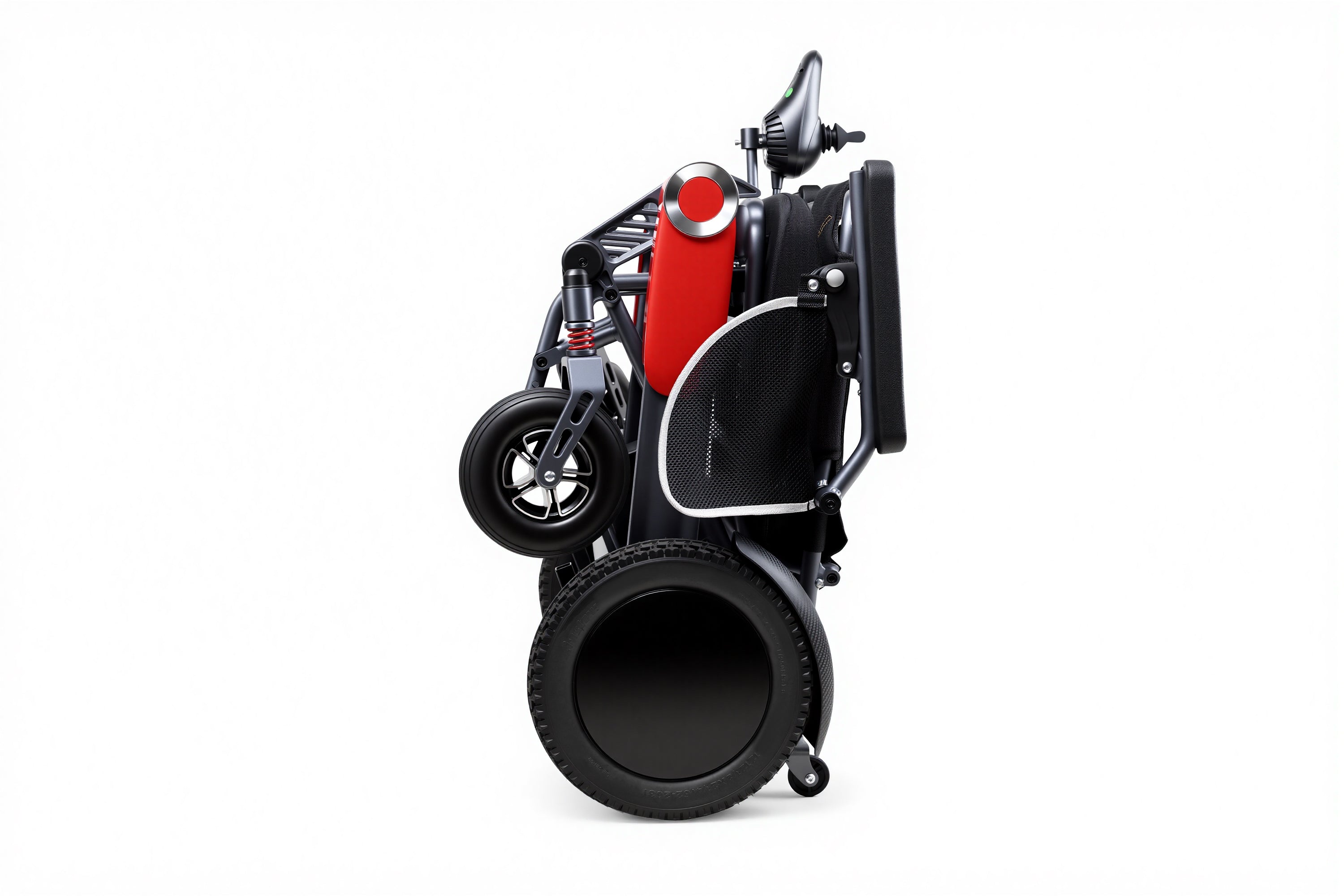Wheelchair Electric Foldable Aluminum 40 Mile Dual Battery Black Red 42 In