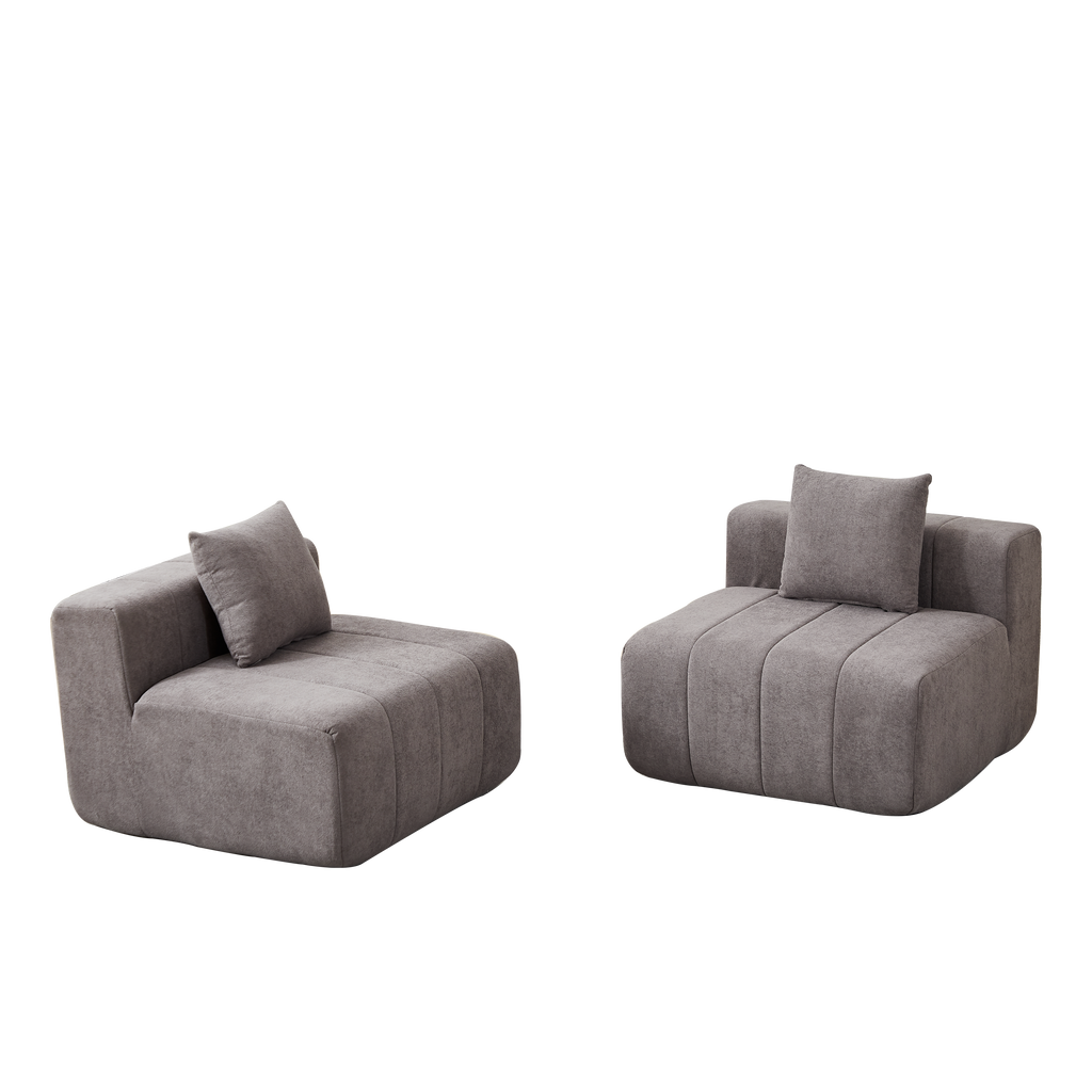 Loveseat Modular Chenille Gray 2 Seat Piano Key Design