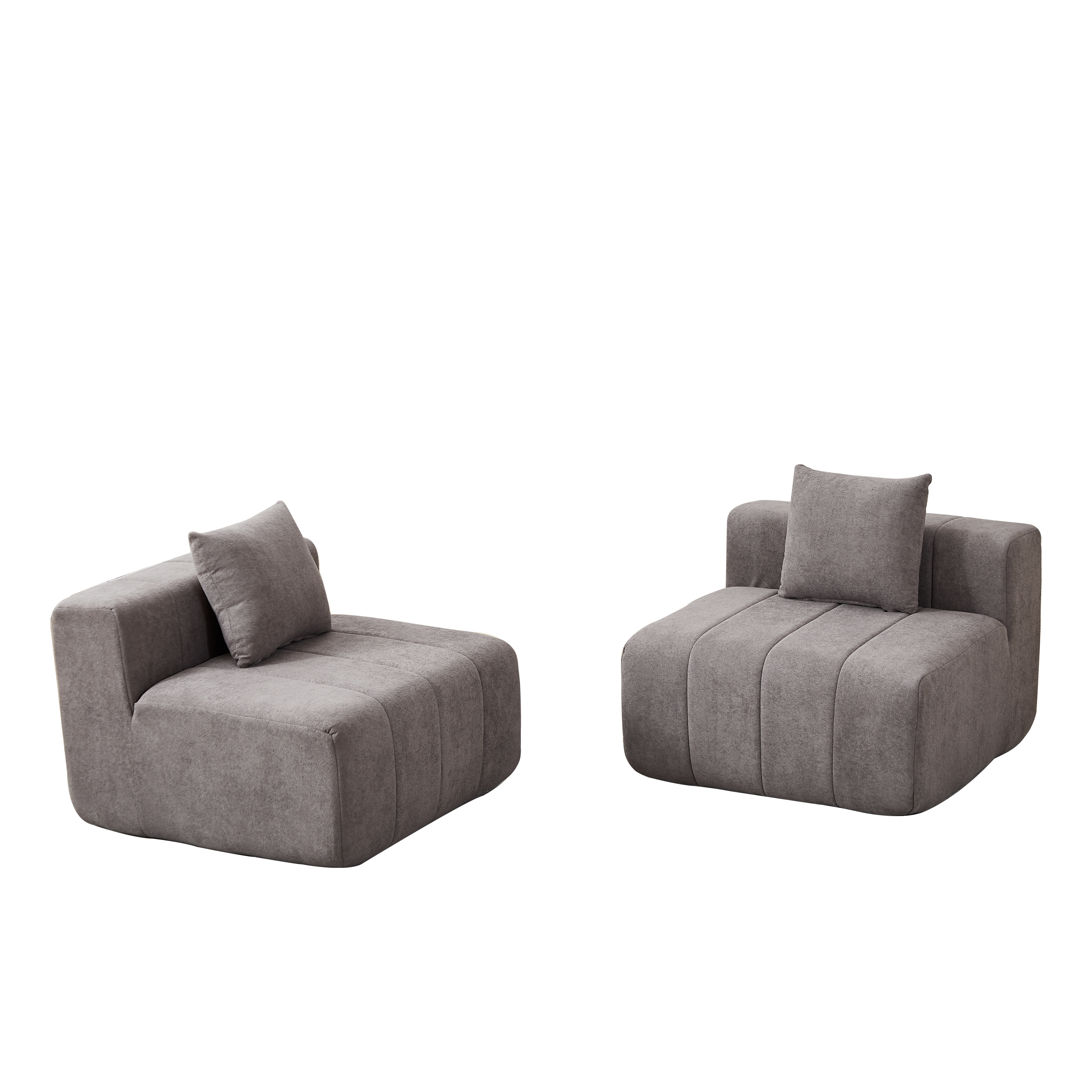 Loveseat Modular Chenille Gray 2 Seat Piano Key Design