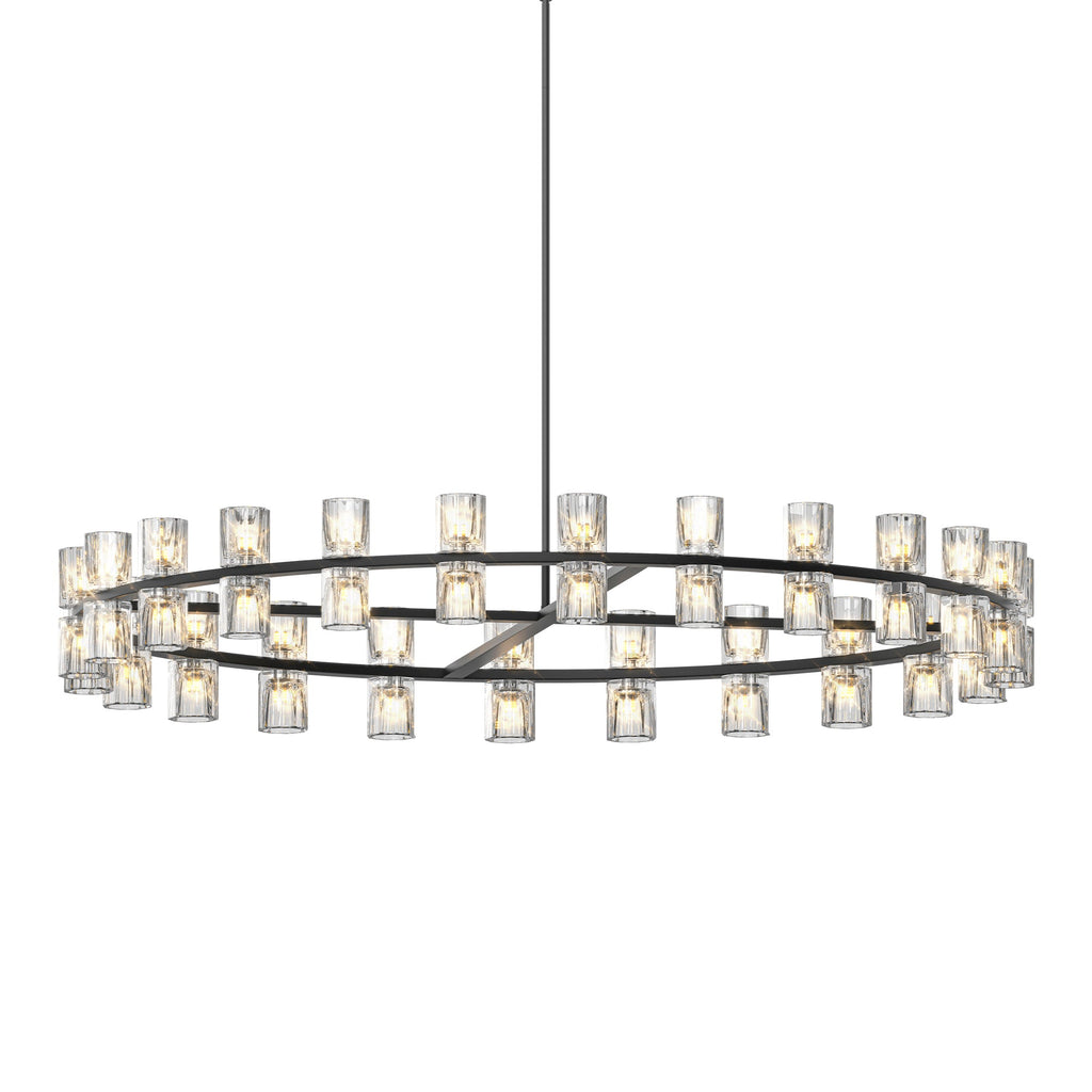 Chandelier Crystal LED 48 In Luxury Black Modern Living Dining Room