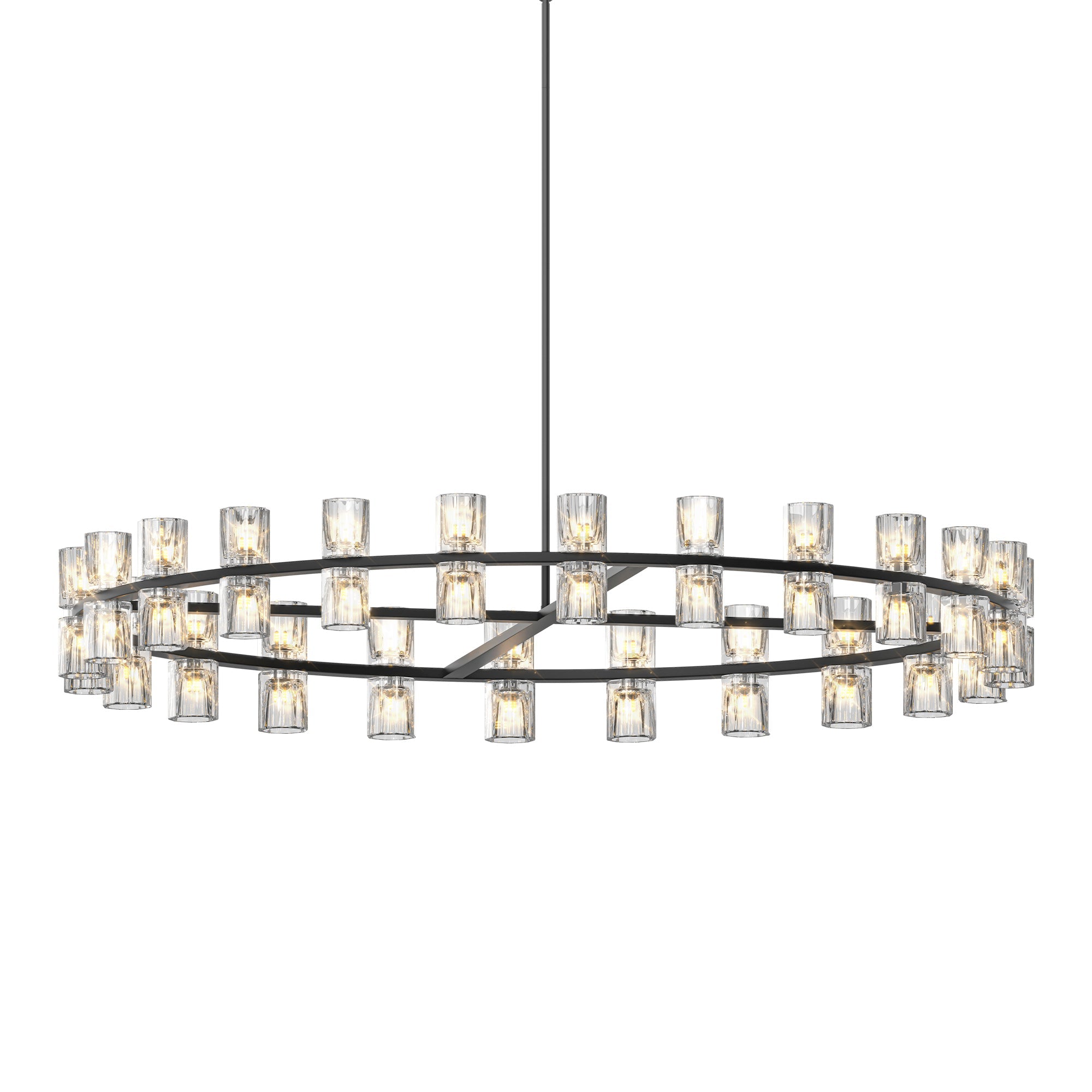 Chandelier Crystal LED 48 In Luxury Black Modern Living Dining Room