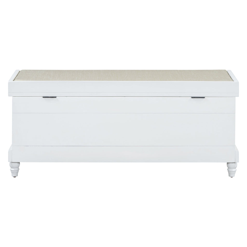 Entry Bench Fluted MDF White Cushioned Seat 3 Drawers 44x16x19
