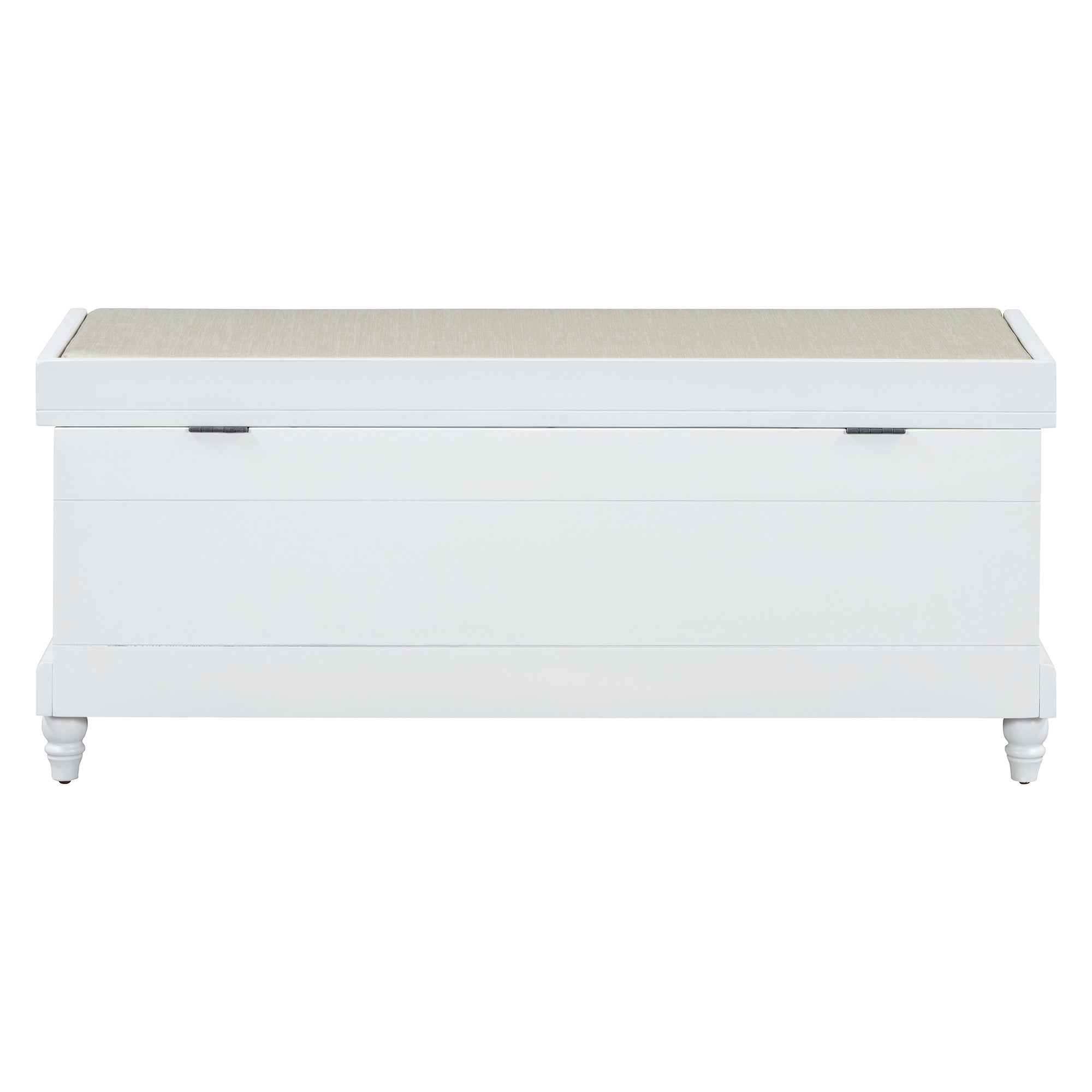 Entry Bench Fluted MDF White Cushioned Seat 3 Drawers 44x16x19