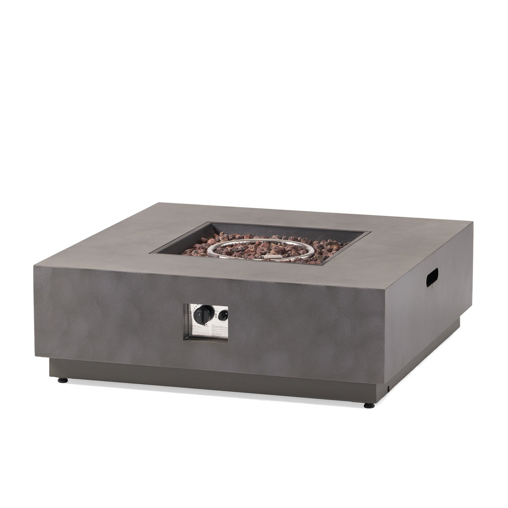 Modern SQUARE Iron Fire Pit 50,000 BTU Stone Gray Finish 39-Inch