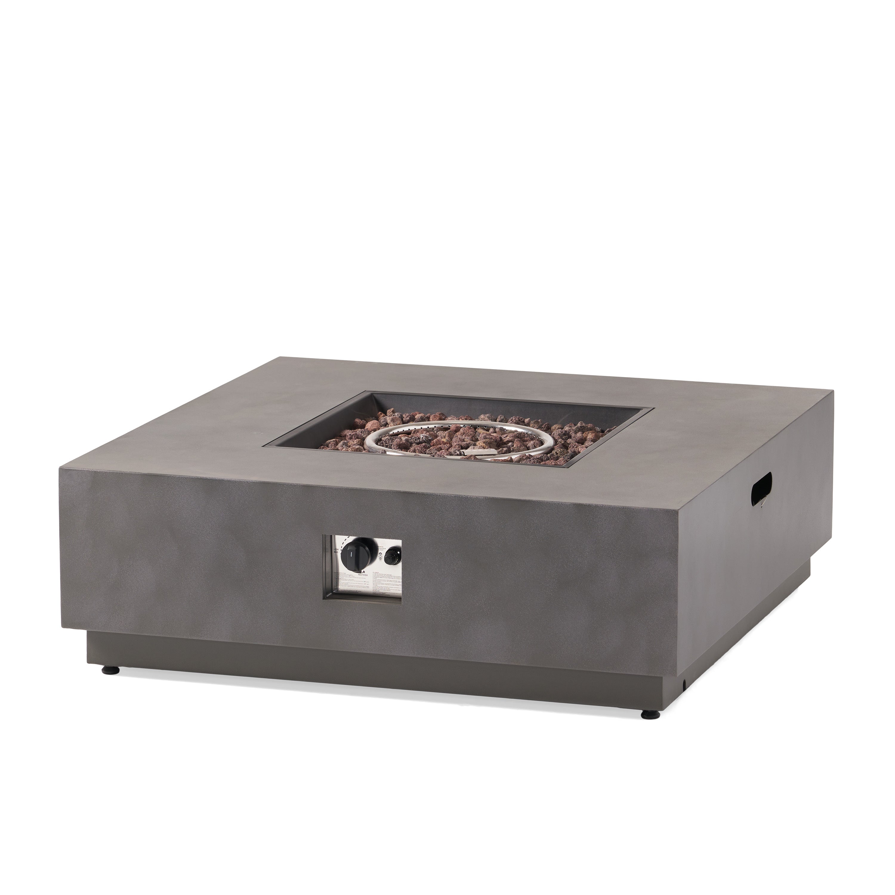 Modern SQUARE Iron Fire Pit 50,000 BTU Stone Gray Finish 39-Inch