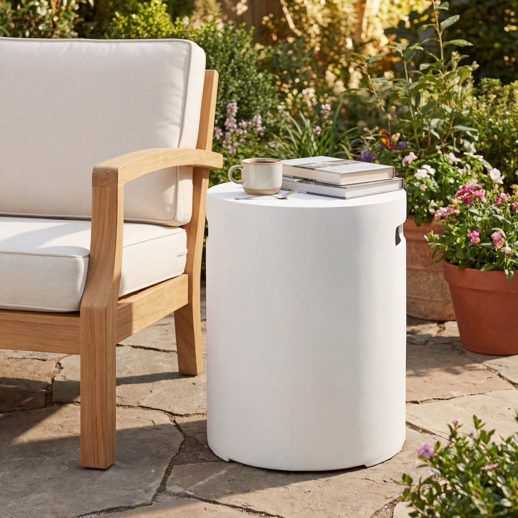 16x20 Inch MGO Propane Tank Holder Side Table, White