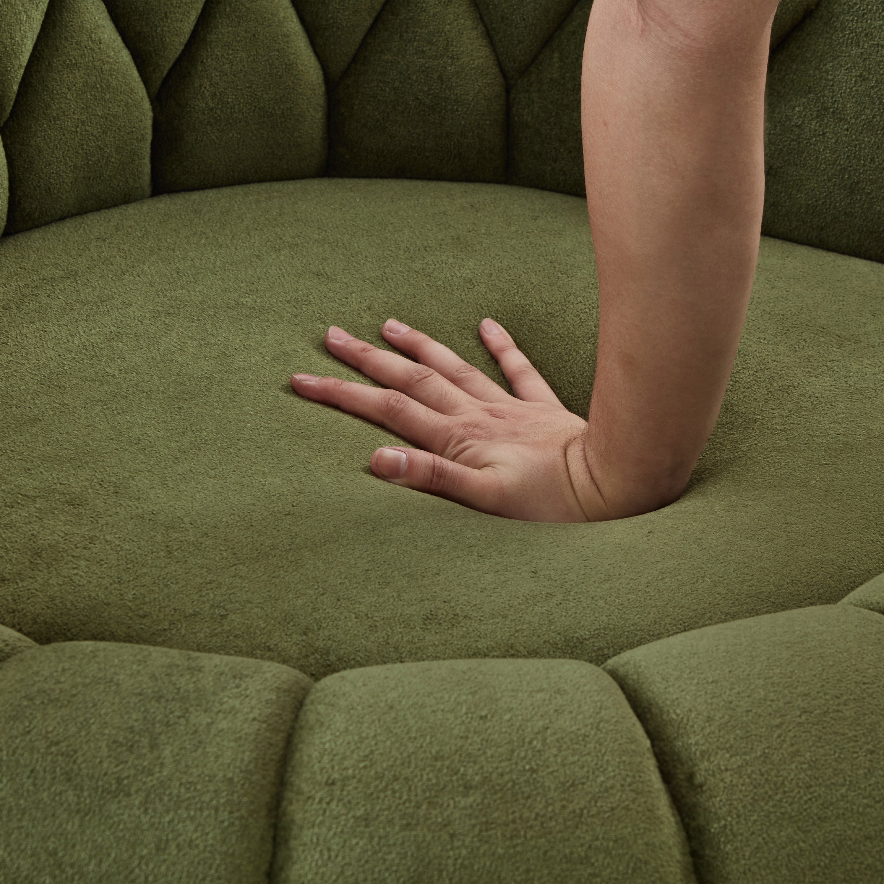 Swivel Accent Chair 360 Degree Chenille Green Oversized Round 45.9x42.7 In
