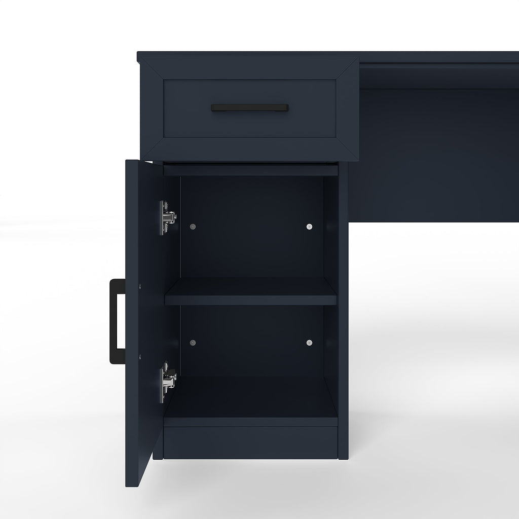 L-Shaped Computer Desk with 2 Cabinets and 2 Drawers, 11 Open Shelves and 1 R...