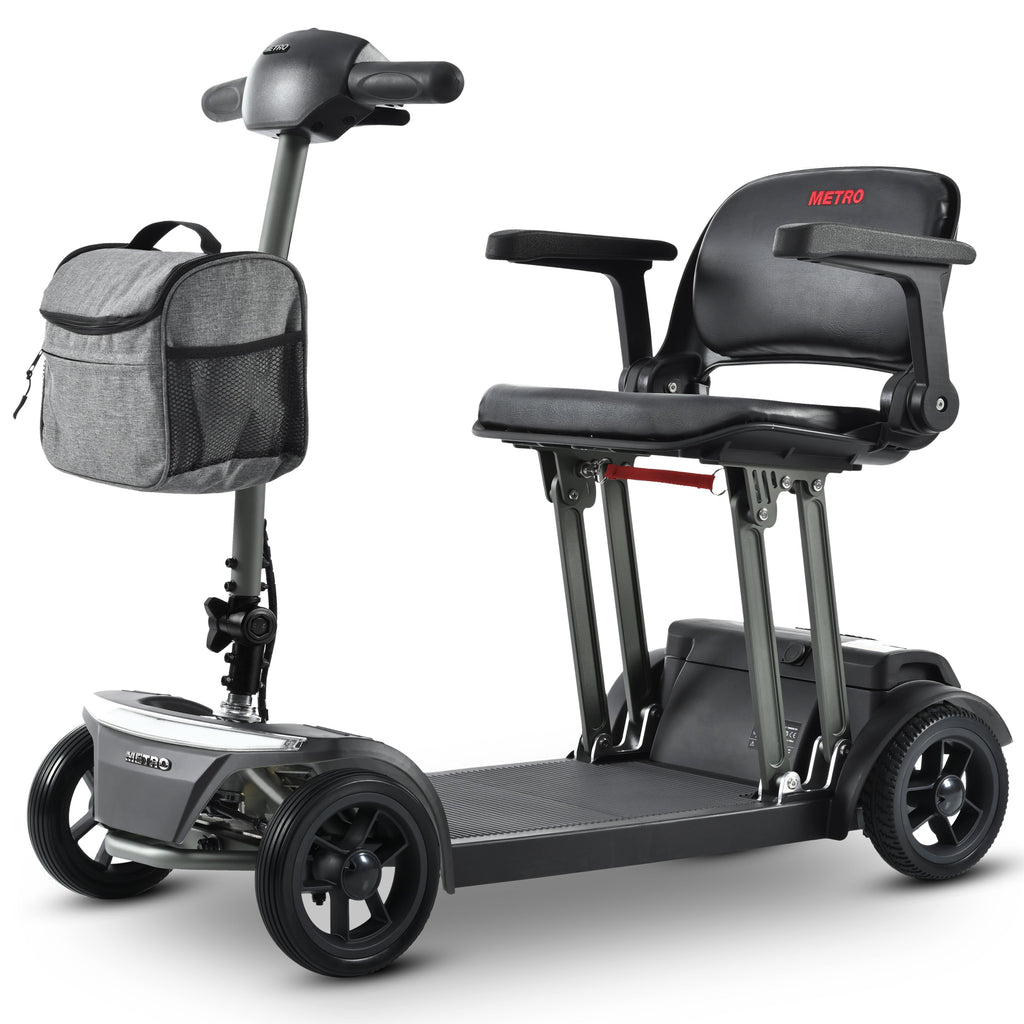 Mobility Scooter Folding Lightweight Metal Gray USB Port Travel Compact