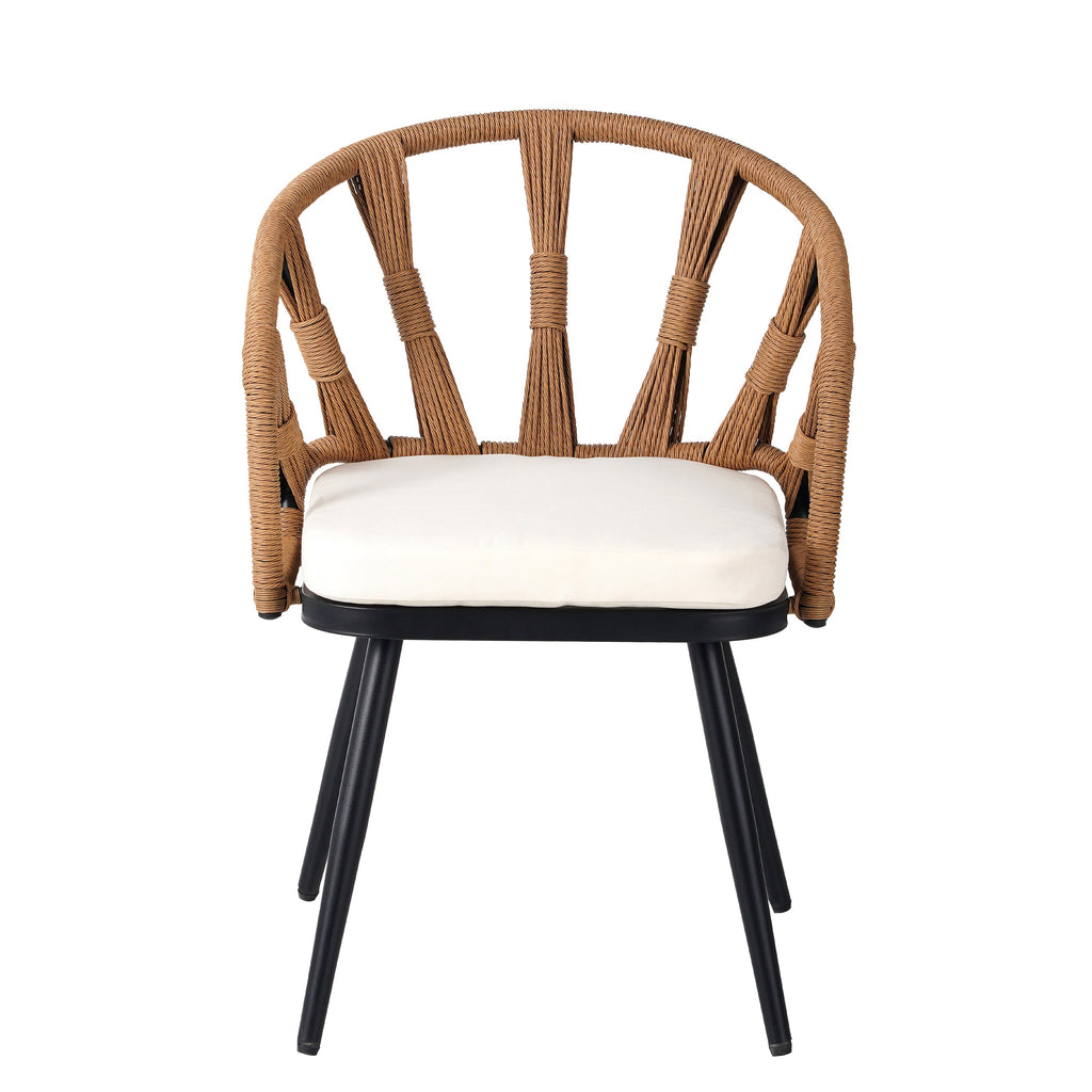 4-Seat Outdoor PE Rattan Dining Set Dark Yellow