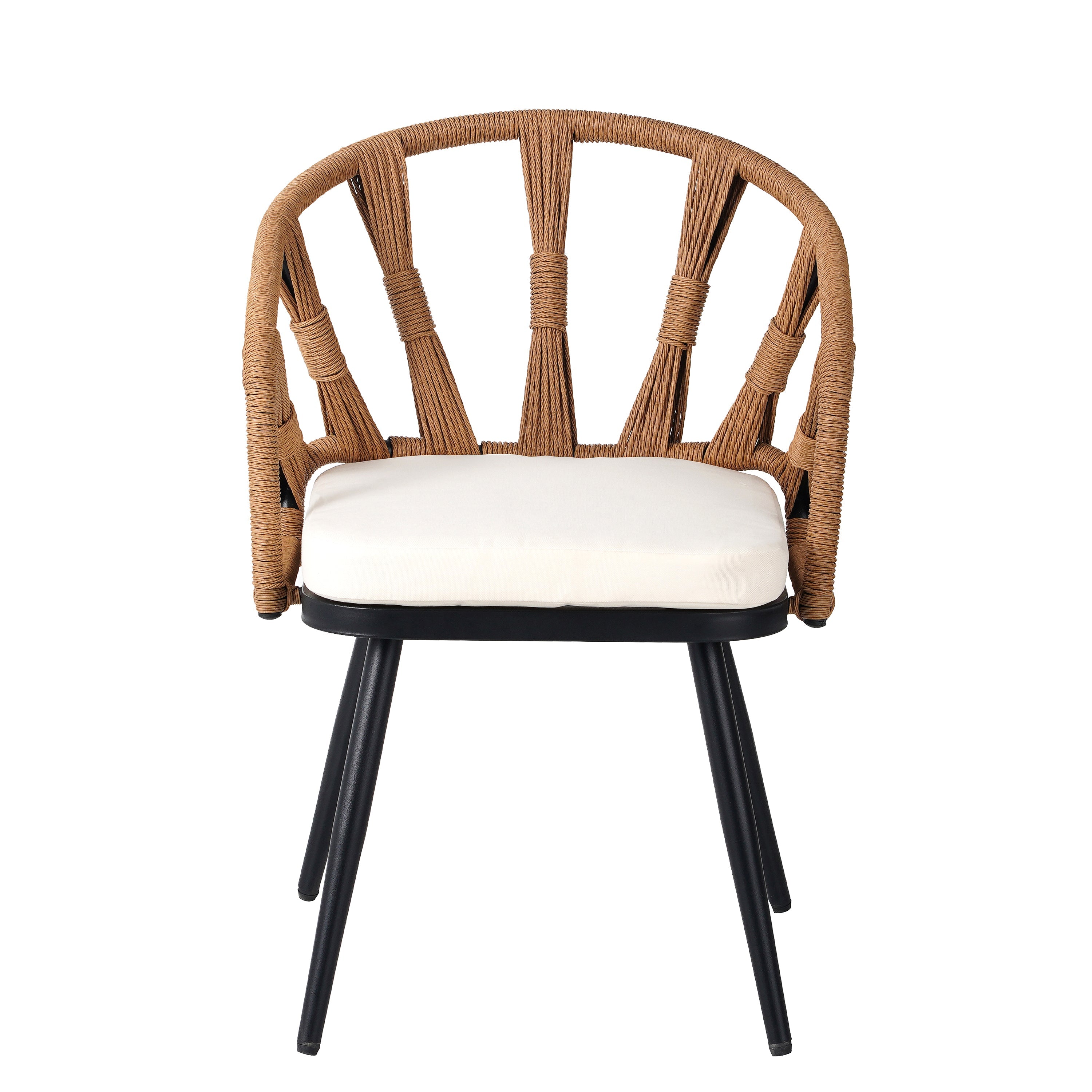 4-Seat Outdoor PE Rattan Dining Set Dark Yellow