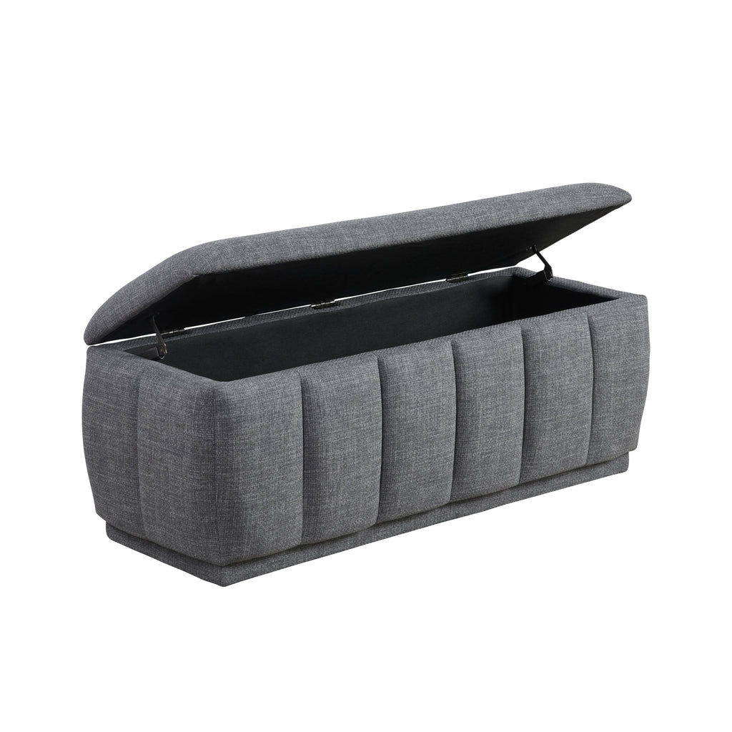 Storage Bench Modern Fabric Gray Plywood Frame No Assembly 47x18x18 In 300 LB